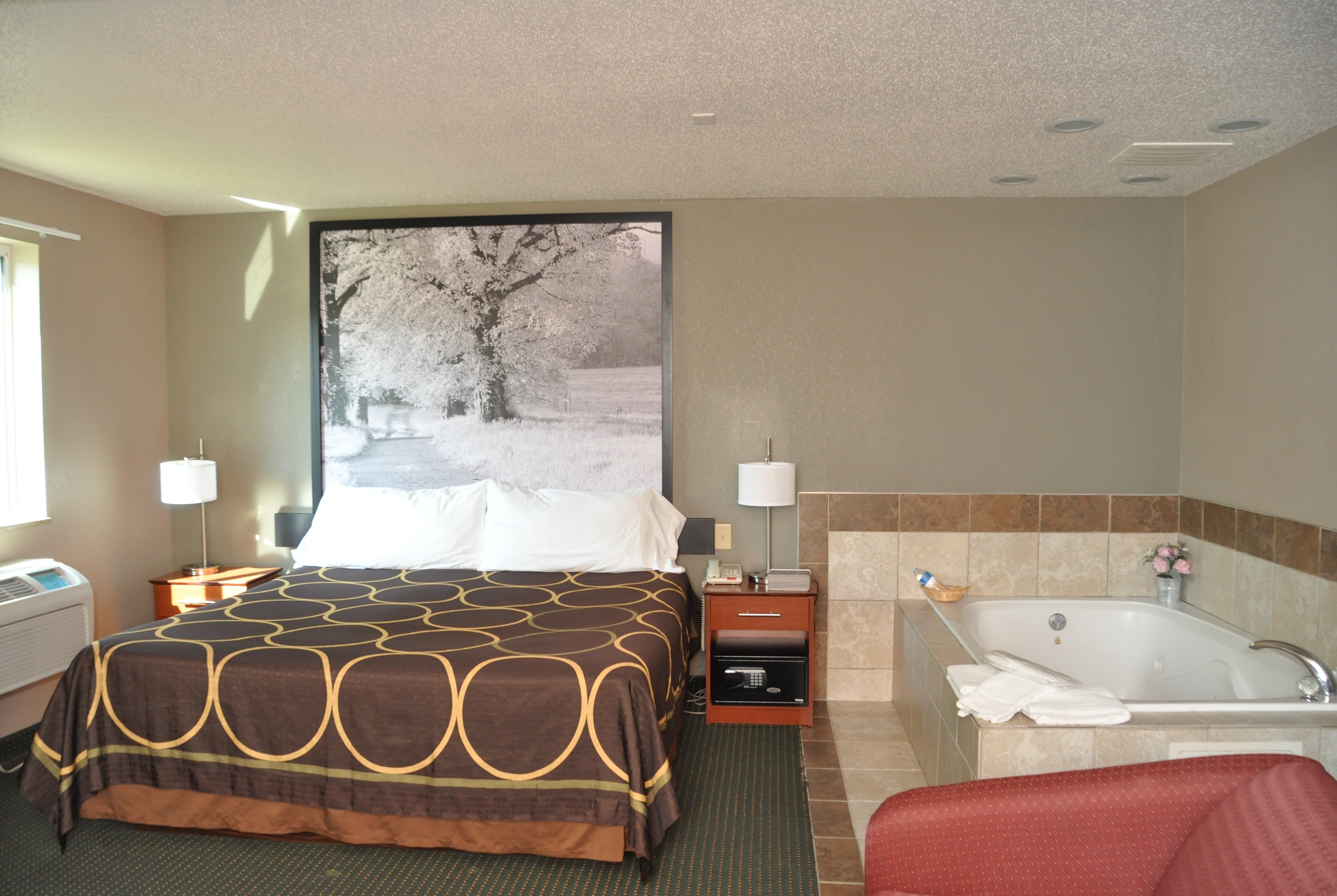 Guest room at the Super 8 by Wyndham Clearfield in Clearfield, Pennsylvania