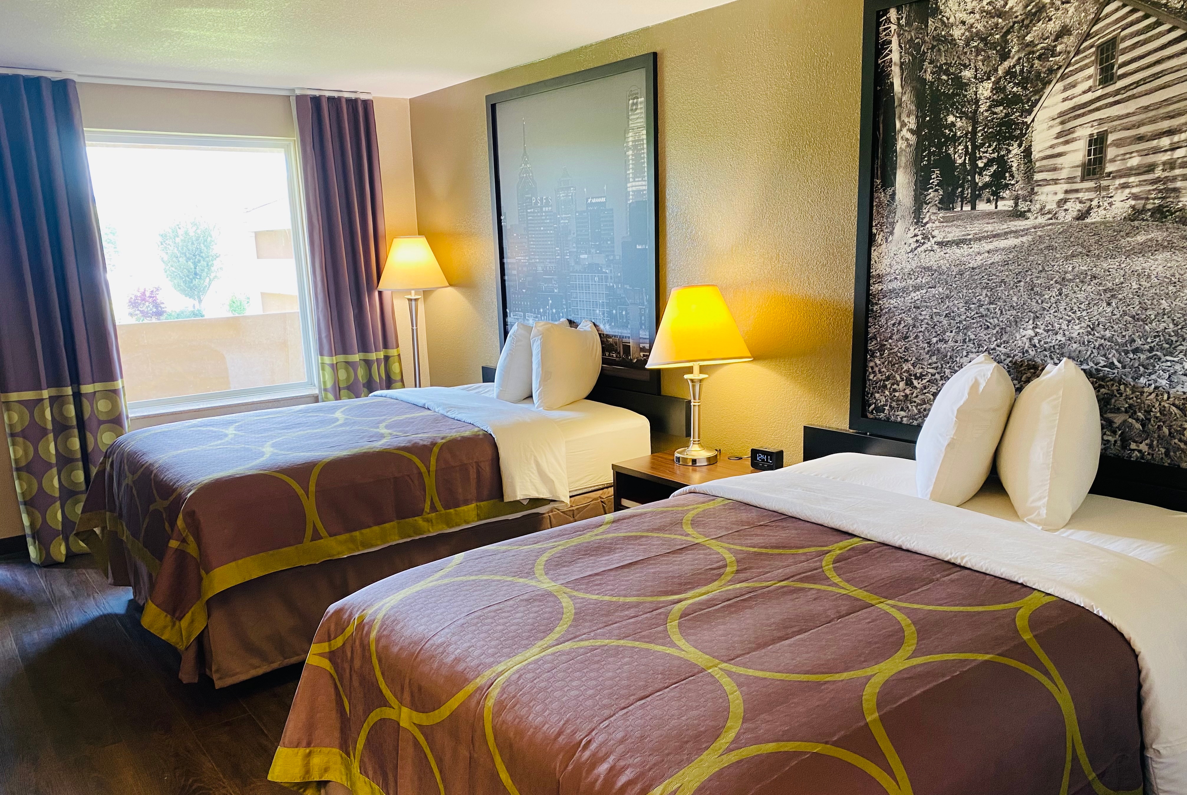 Double bed guest room at the Super 8 by Wyndham Danville in Danville, Pennsylvania