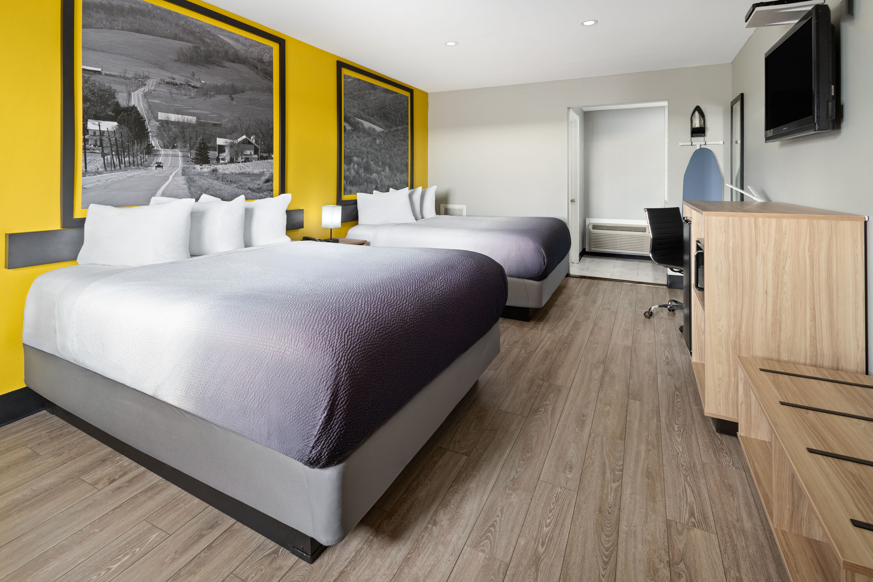 Guest room at the Super 8 by Wyndham Hazleton in Hazleton, Pennsylvania