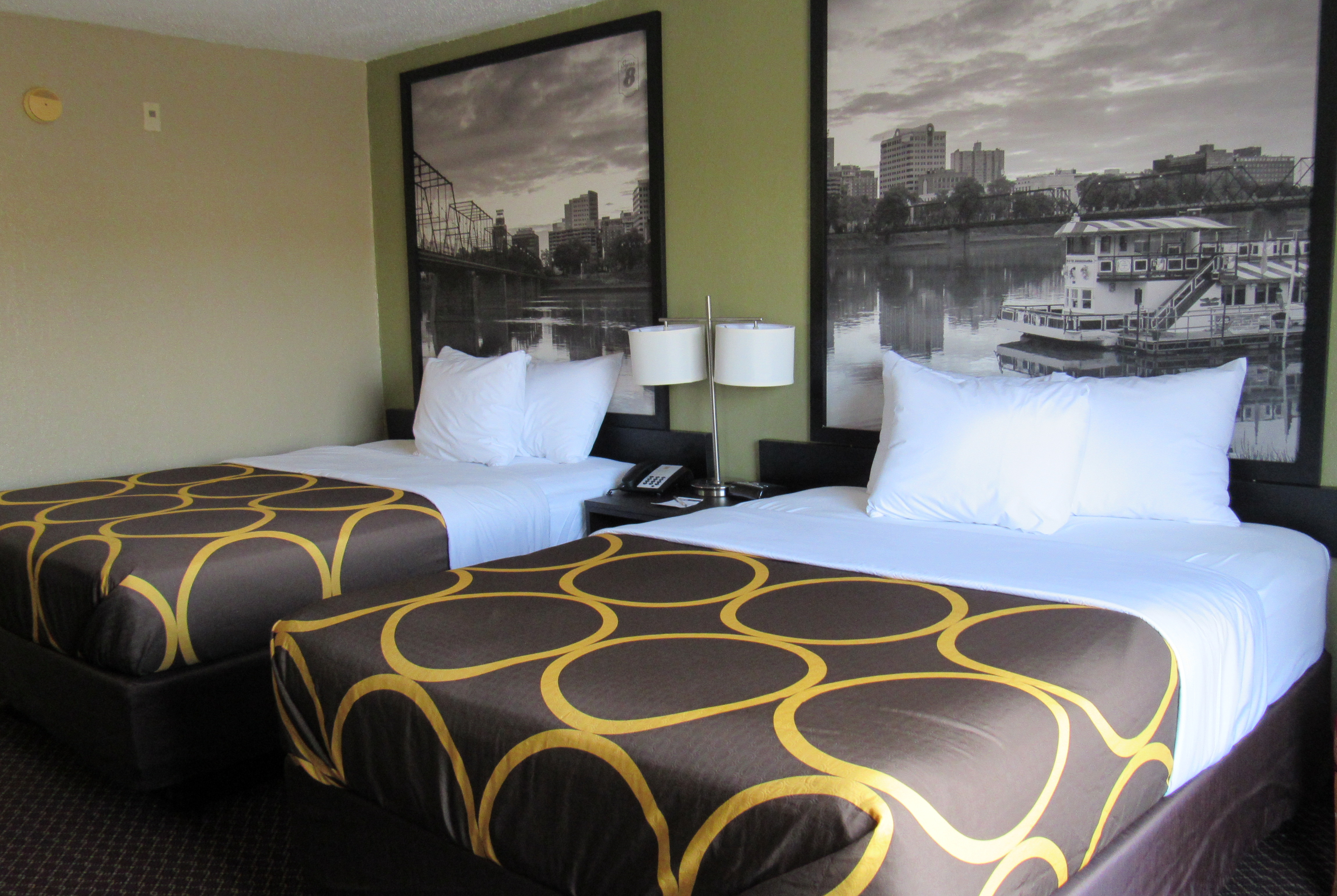 Guest room at the Super 8 by Wyndham New Cumberland in New Cumberland, Pennsylvania