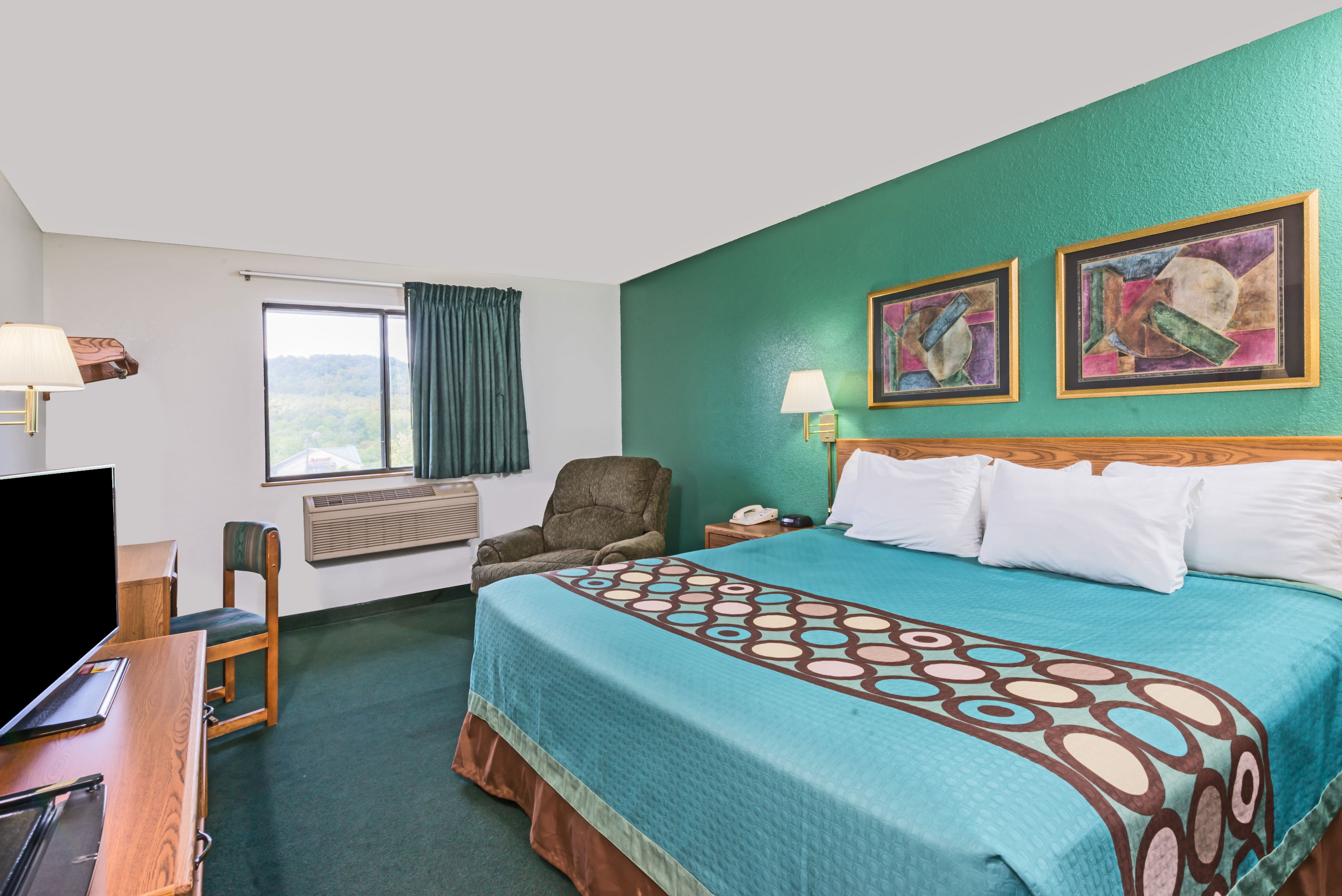 Guest room at the Super 8 by Wyndham New Stanton in New Stanton, Pennsylvania