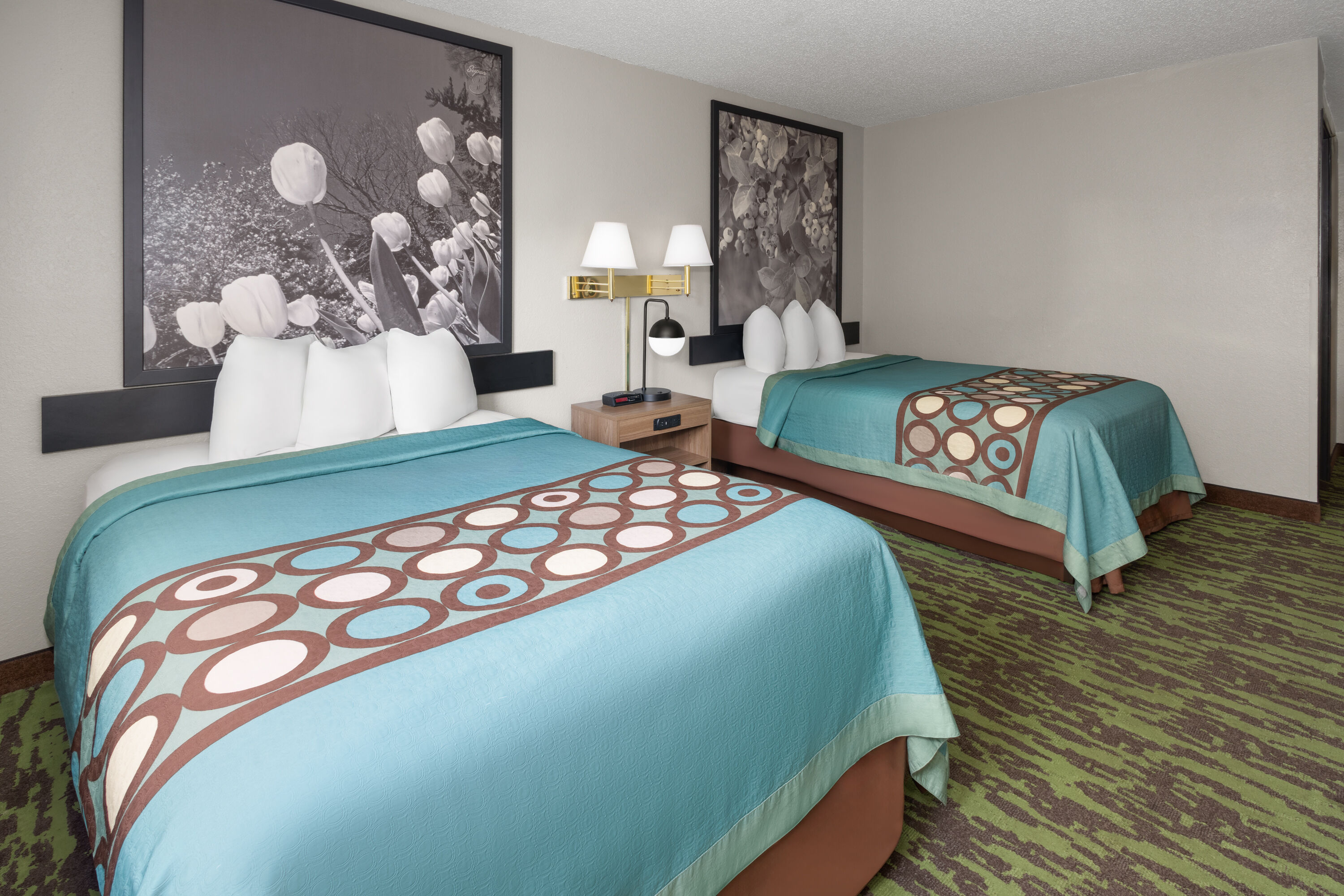 Guest room at the Super 8 by Wyndham New Stanton in New Stanton, Pennsylvania