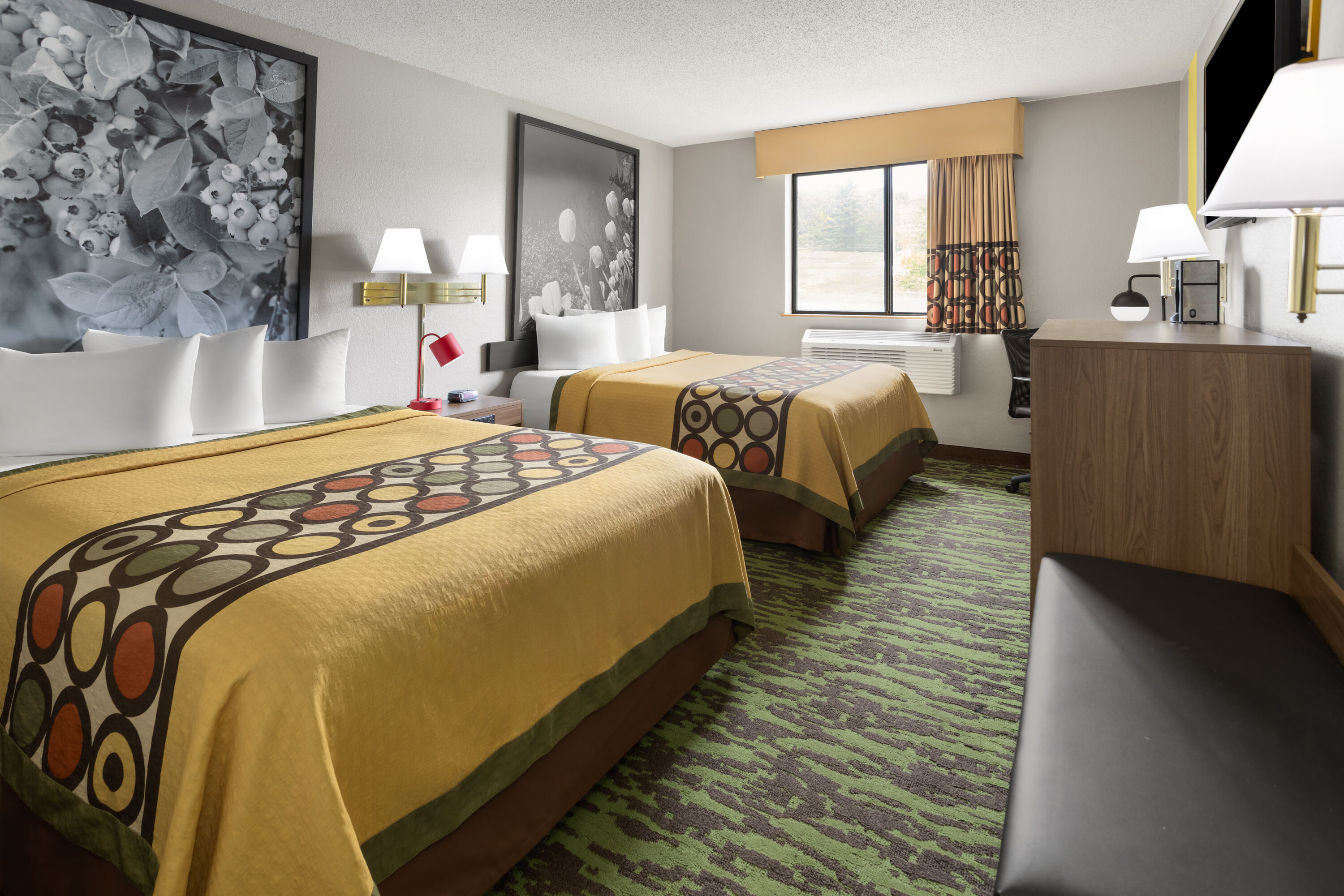 Guest room at the Super 8 by Wyndham New Stanton in New Stanton, Pennsylvania