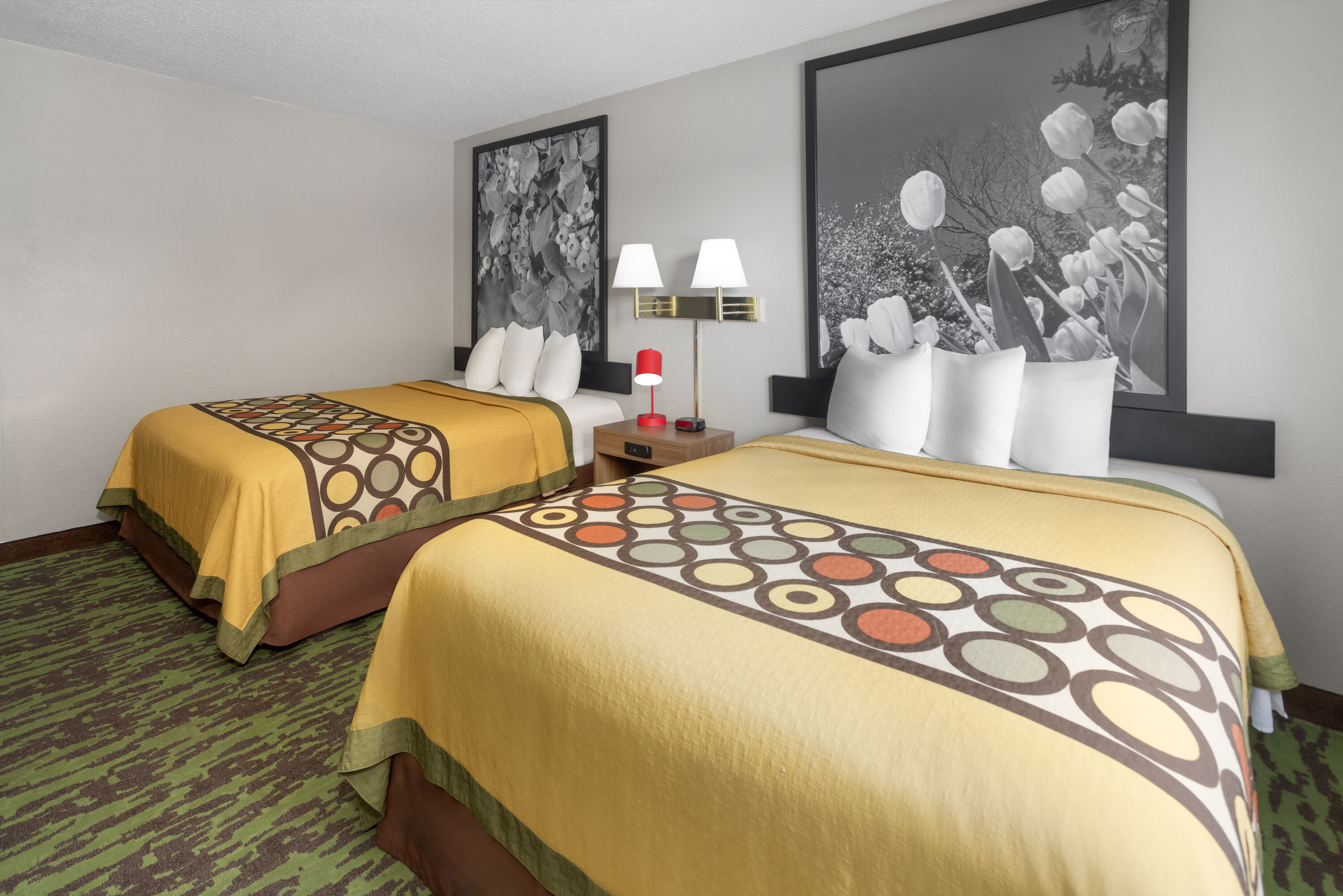 Guest room at the Super 8 by Wyndham New Stanton in New Stanton, Pennsylvania