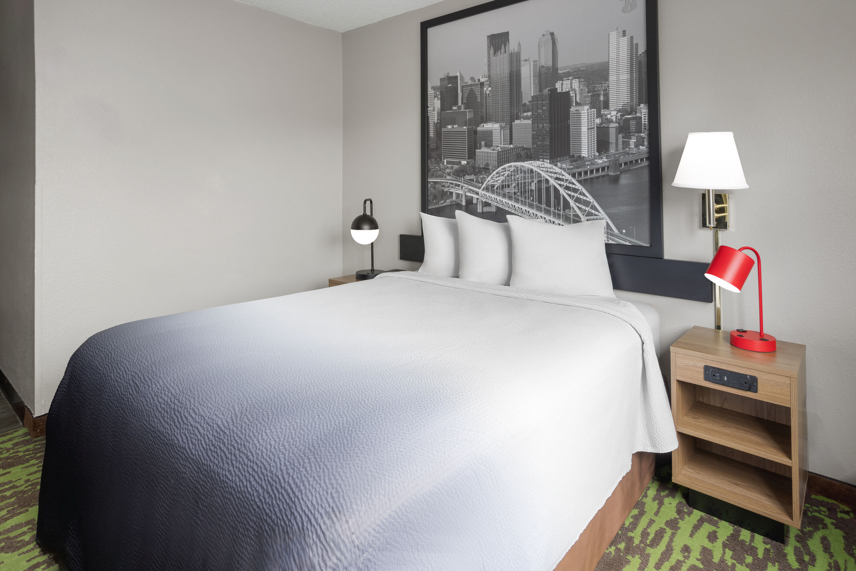 Guest room at the Super 8 by Wyndham New Stanton in New Stanton, Pennsylvania