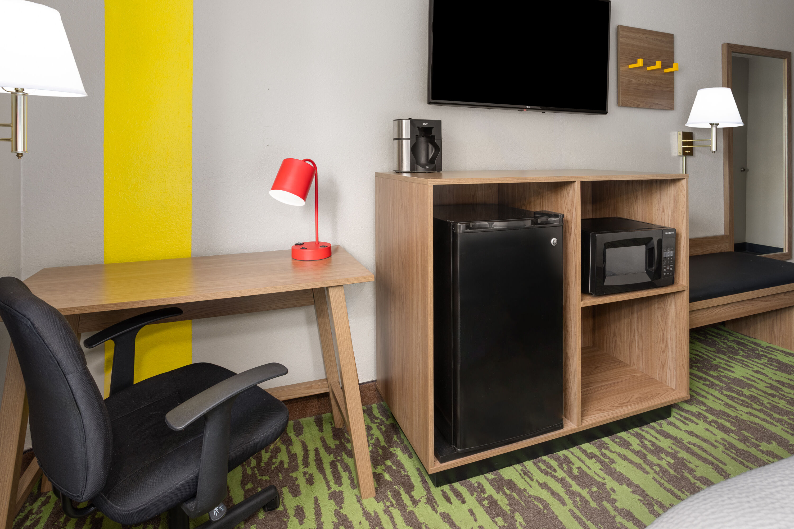 Guest room at the Super 8 by Wyndham New Stanton in New Stanton, Pennsylvania