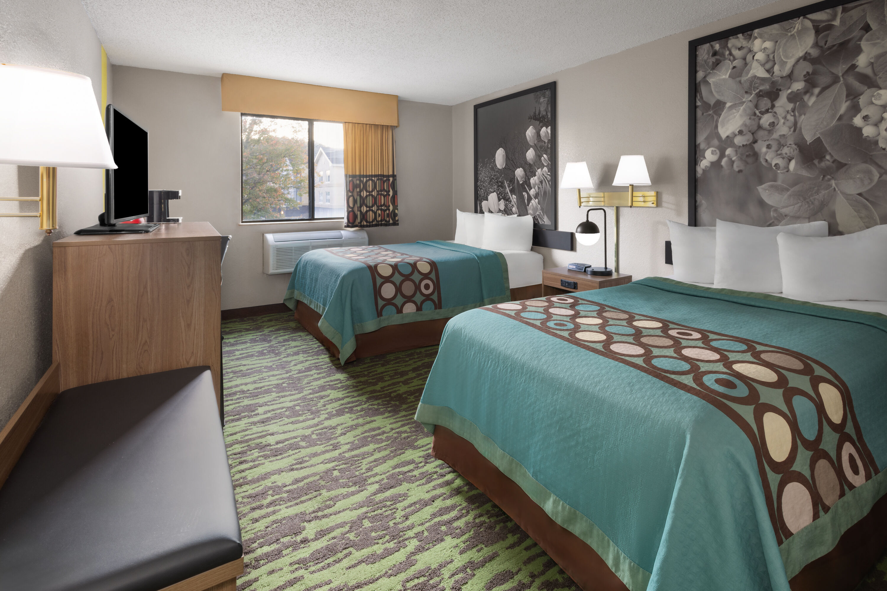 Guest room at the Super 8 by Wyndham New Stanton in New Stanton, Pennsylvania
