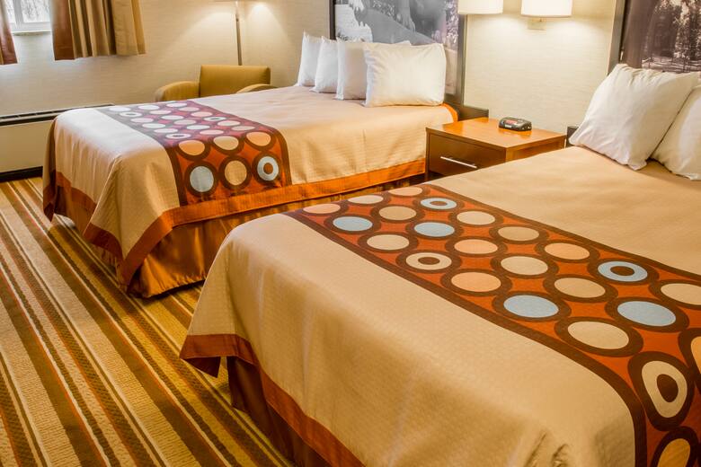 Guest room at the Super 8 State College in State College, Pennsylvania