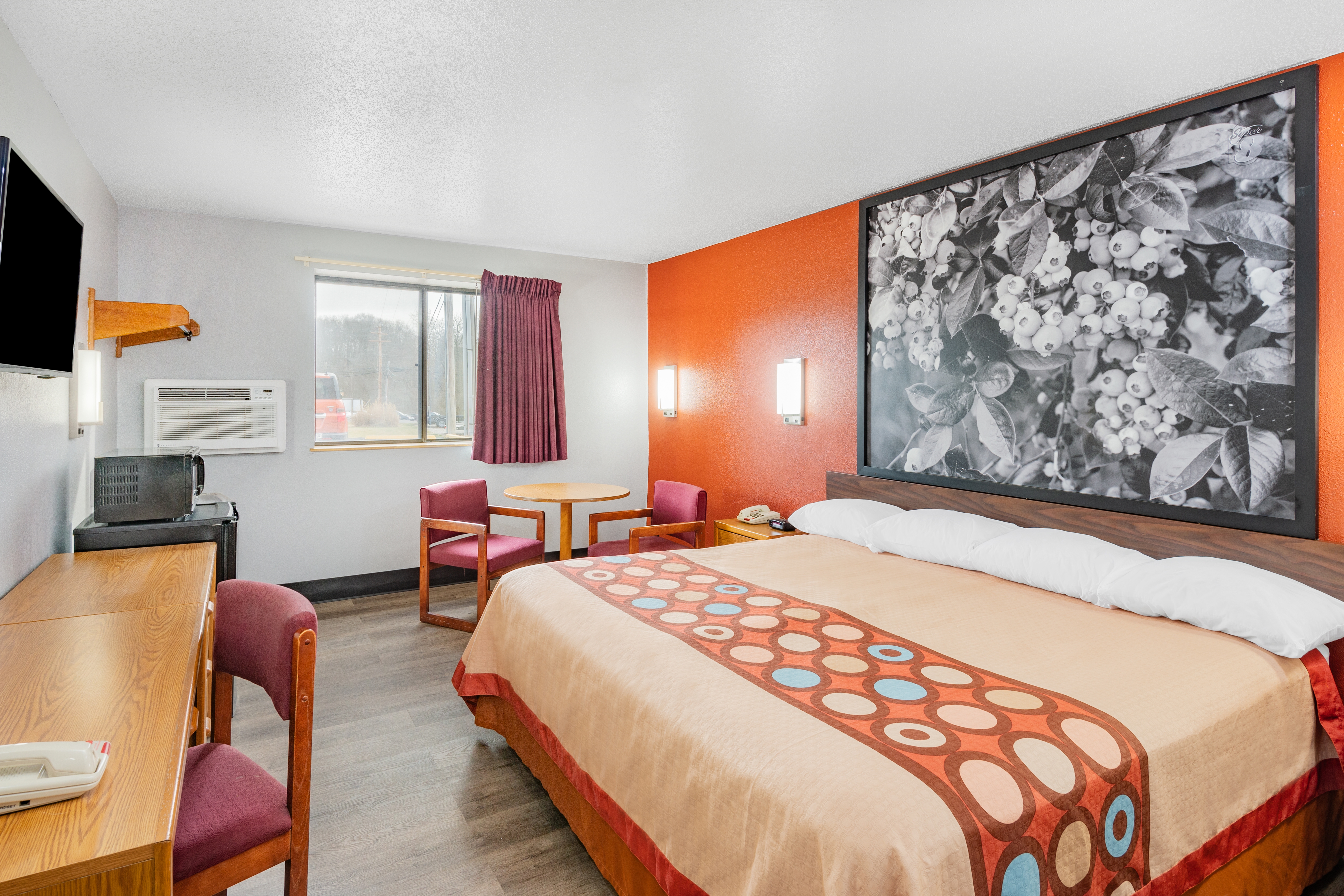 Guest room at the Super 8 by Wyndham Waynesburg in Waynesburg, Pennsylvania