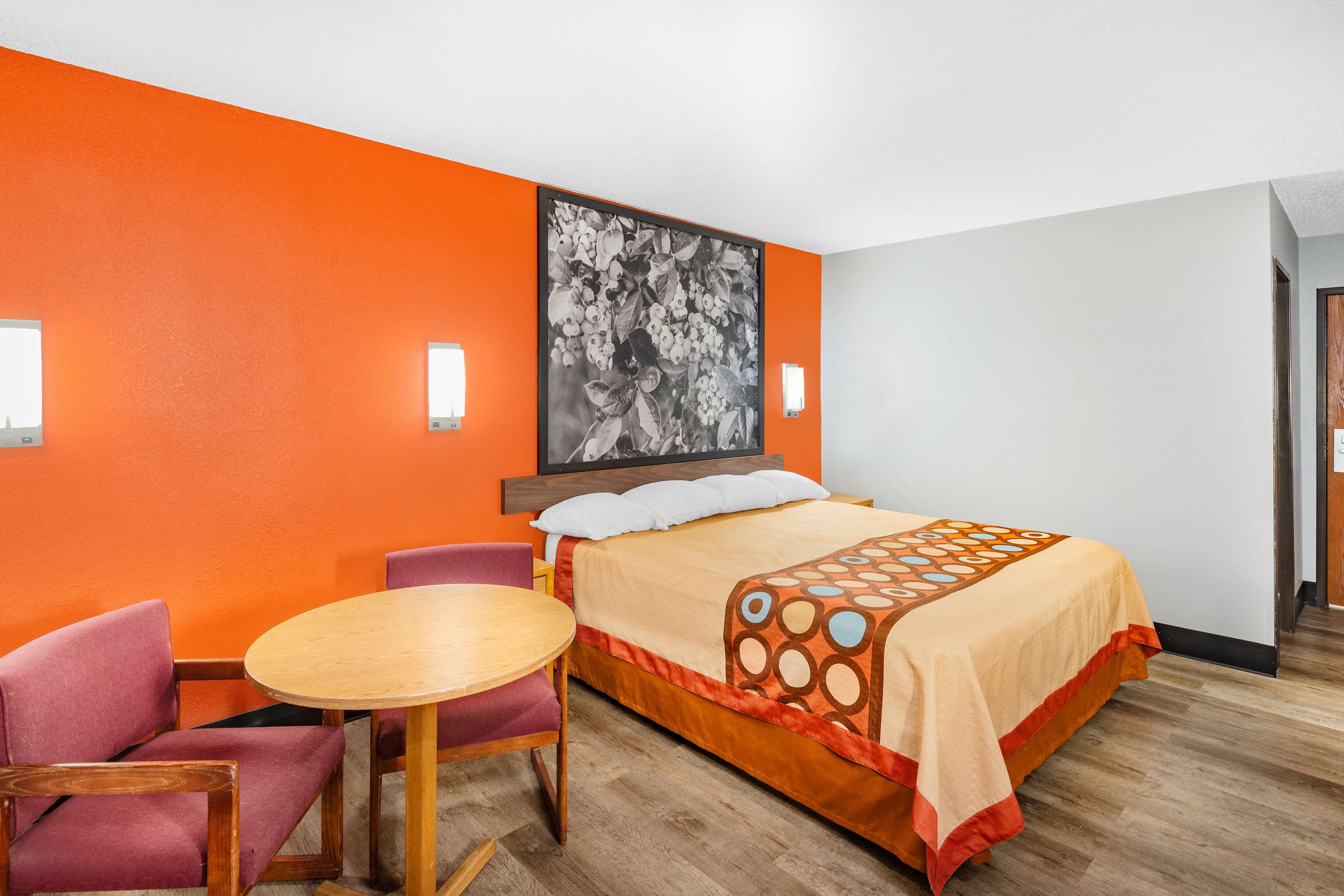 Guest room at the Super 8 by Wyndham Waynesburg in Waynesburg, Pennsylvania