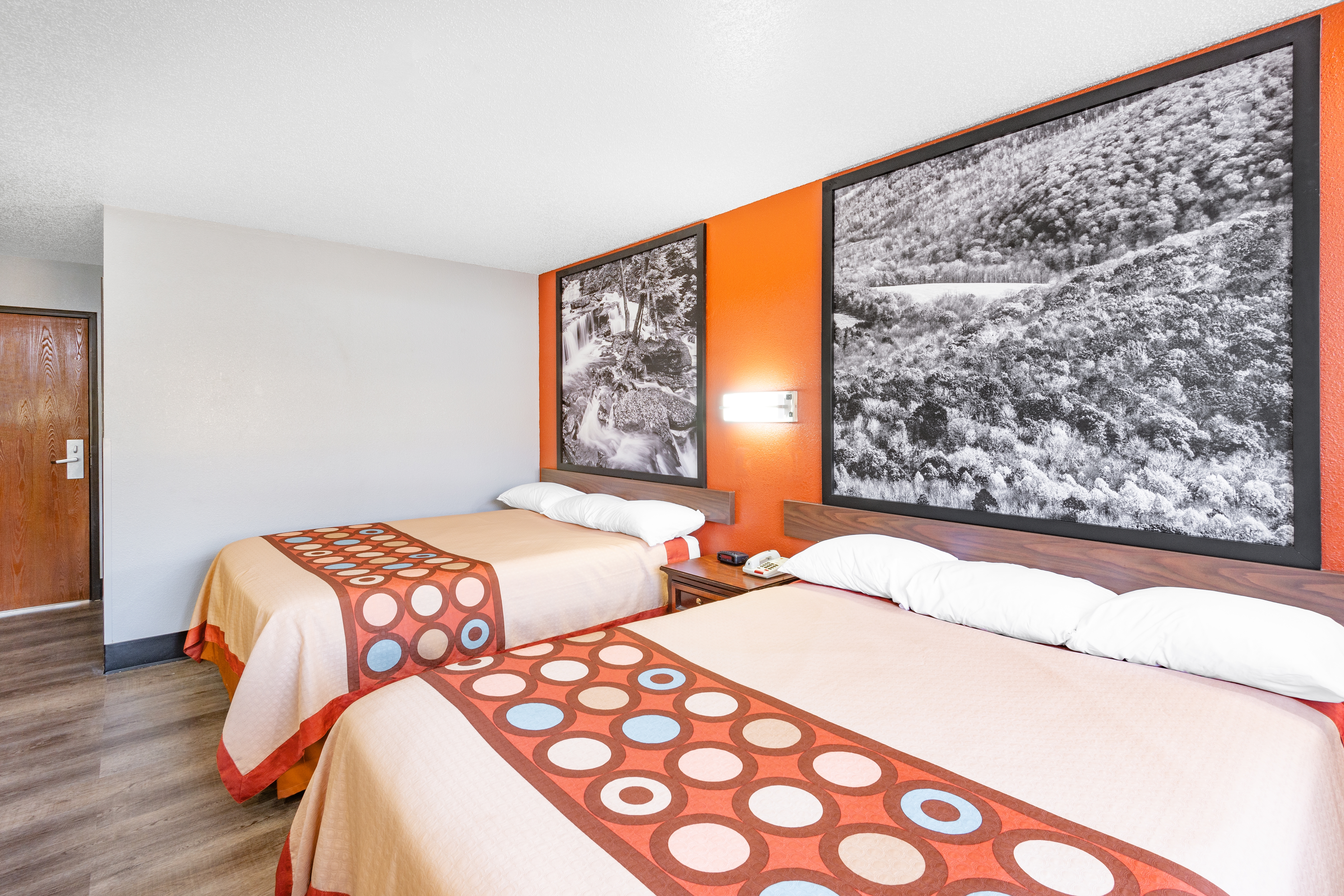 Guest room at the Super 8 by Wyndham Waynesburg in Waynesburg, Pennsylvania