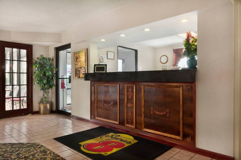 Super 8 Lancaster hotel lobby in Lancaster, South Carolina