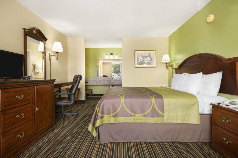 Guest room at the Super 8 Orangeburg near SC State University in Orangeburg, South Carolina