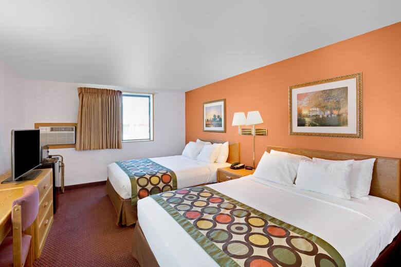 Guest room at the Super 8 Aberdeen East in Aberdeen, South Dakota