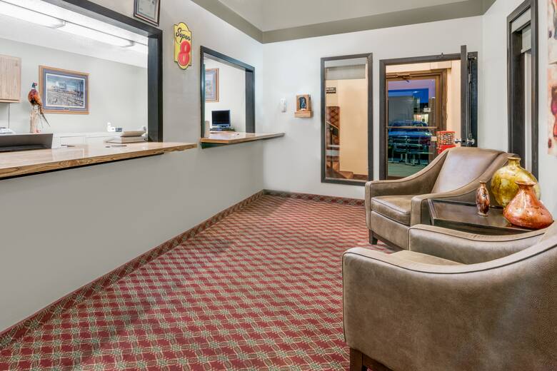 Super 8 Huron hotel lobby in Huron, South Dakota
