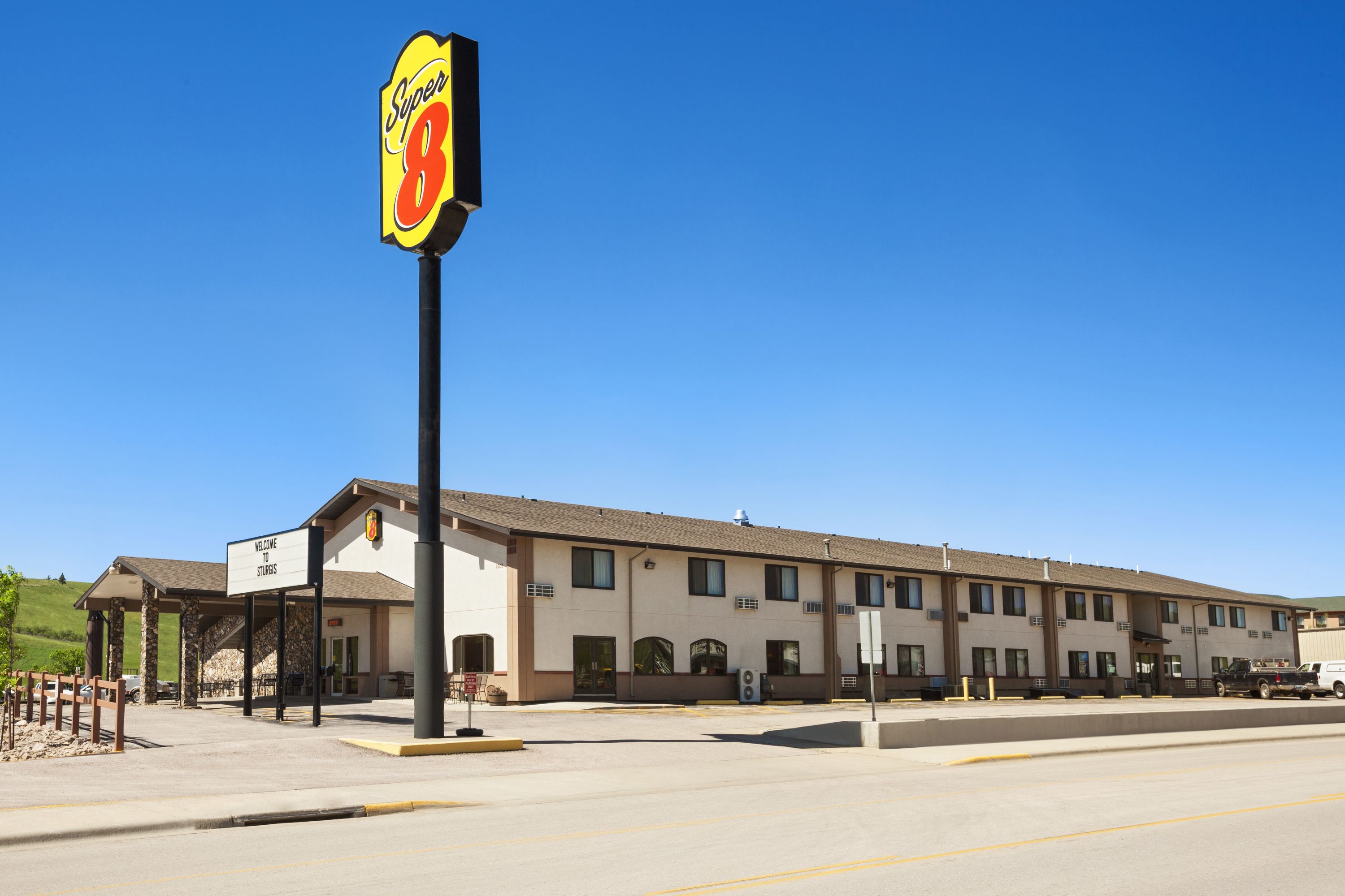 Exterior of Super 8 by Wyndham Sturgis hotel in Sturgis, South Dakota