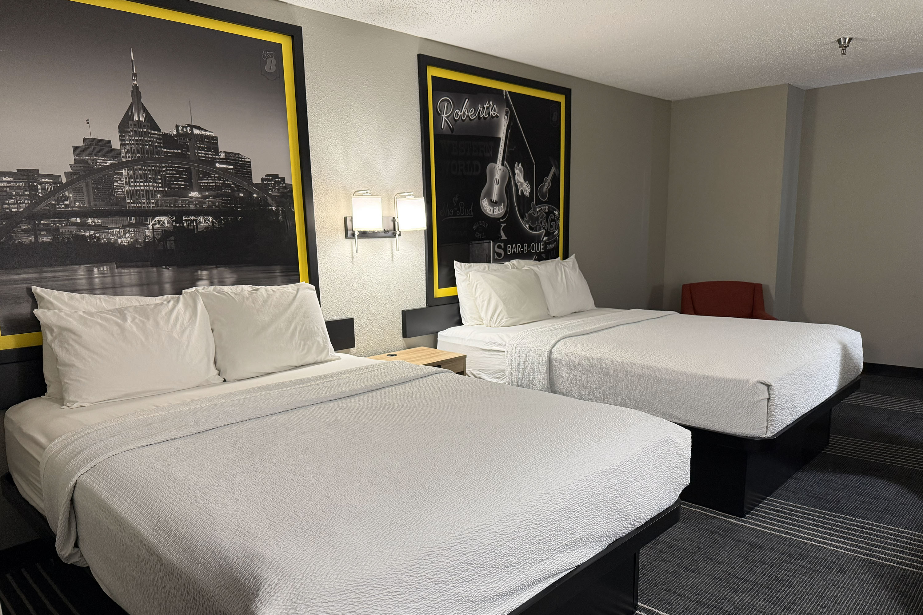 Guest room at the Super 8 by Wyndham Chattanooga East/Hamilton Place in Chattanooga, Tennessee