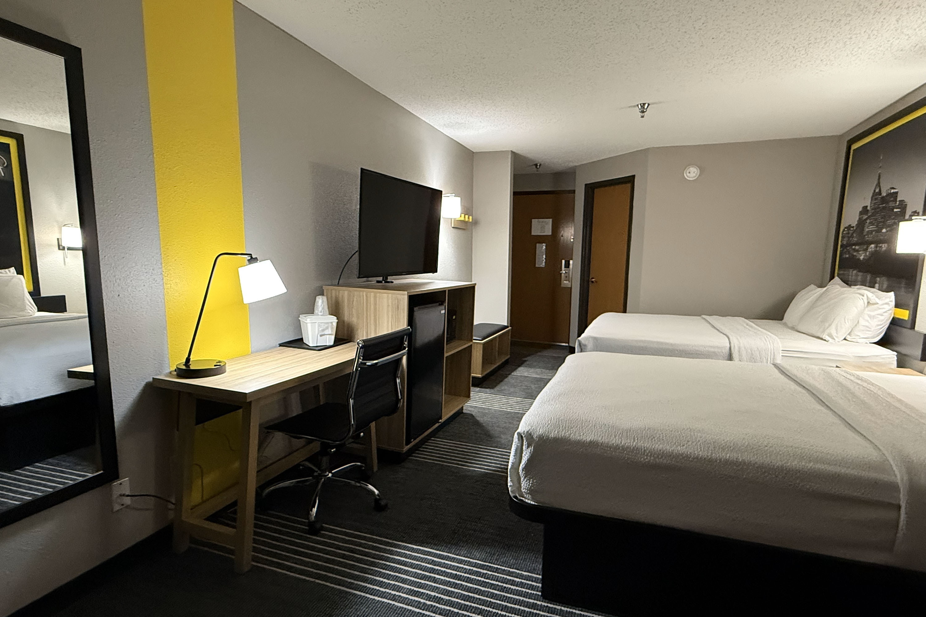 Guest room at the Super 8 by Wyndham Chattanooga East/Hamilton Place in Chattanooga, Tennessee