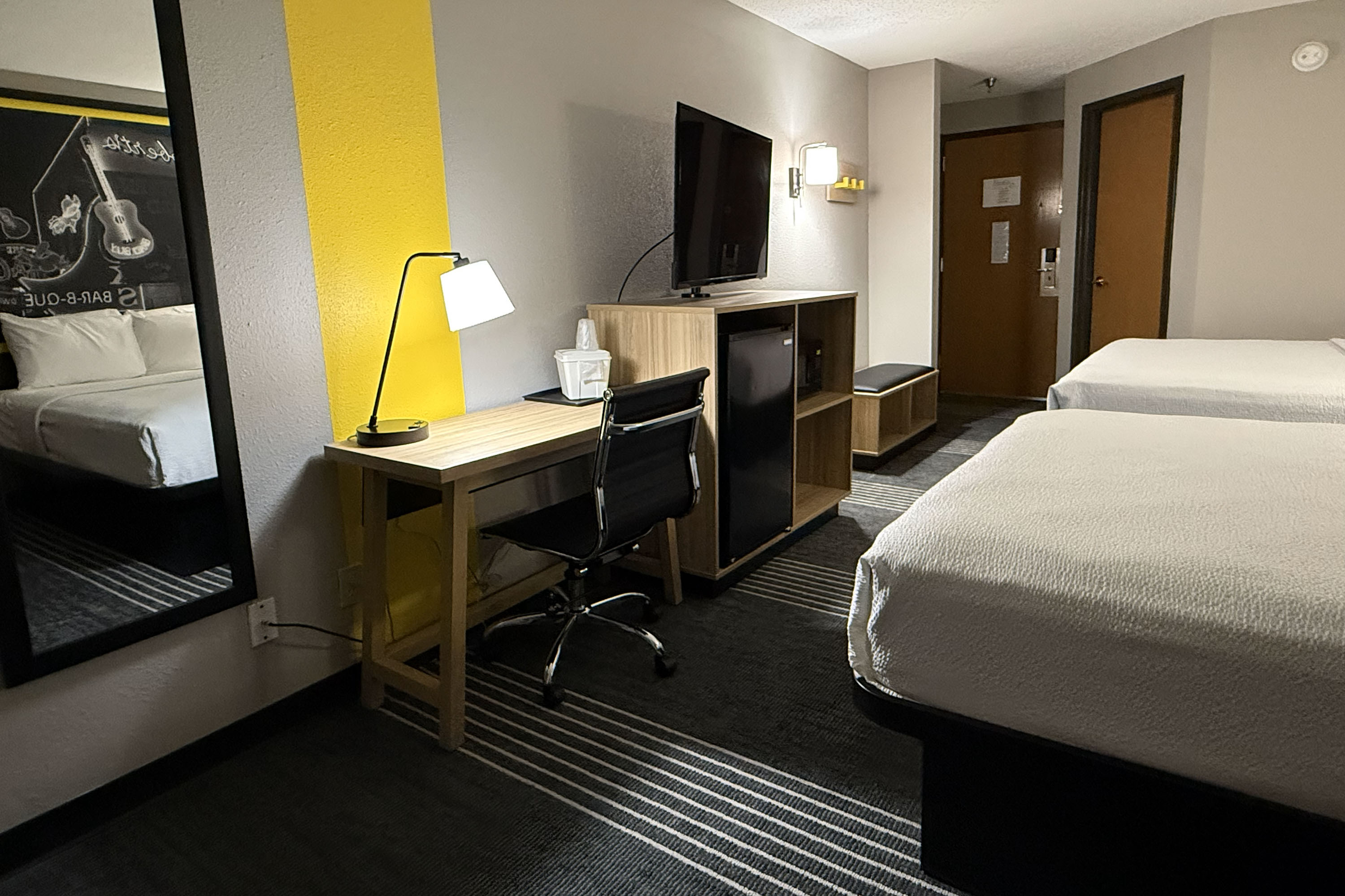 Guest room at the Super 8 by Wyndham Chattanooga East/Hamilton Place in Chattanooga, Tennessee