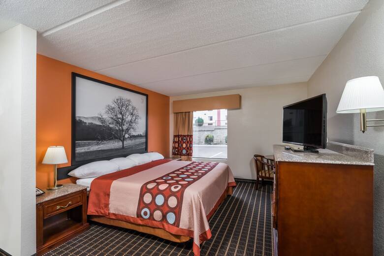 Guest room at the Super 8 Dandridge in Dandridge, Tennessee