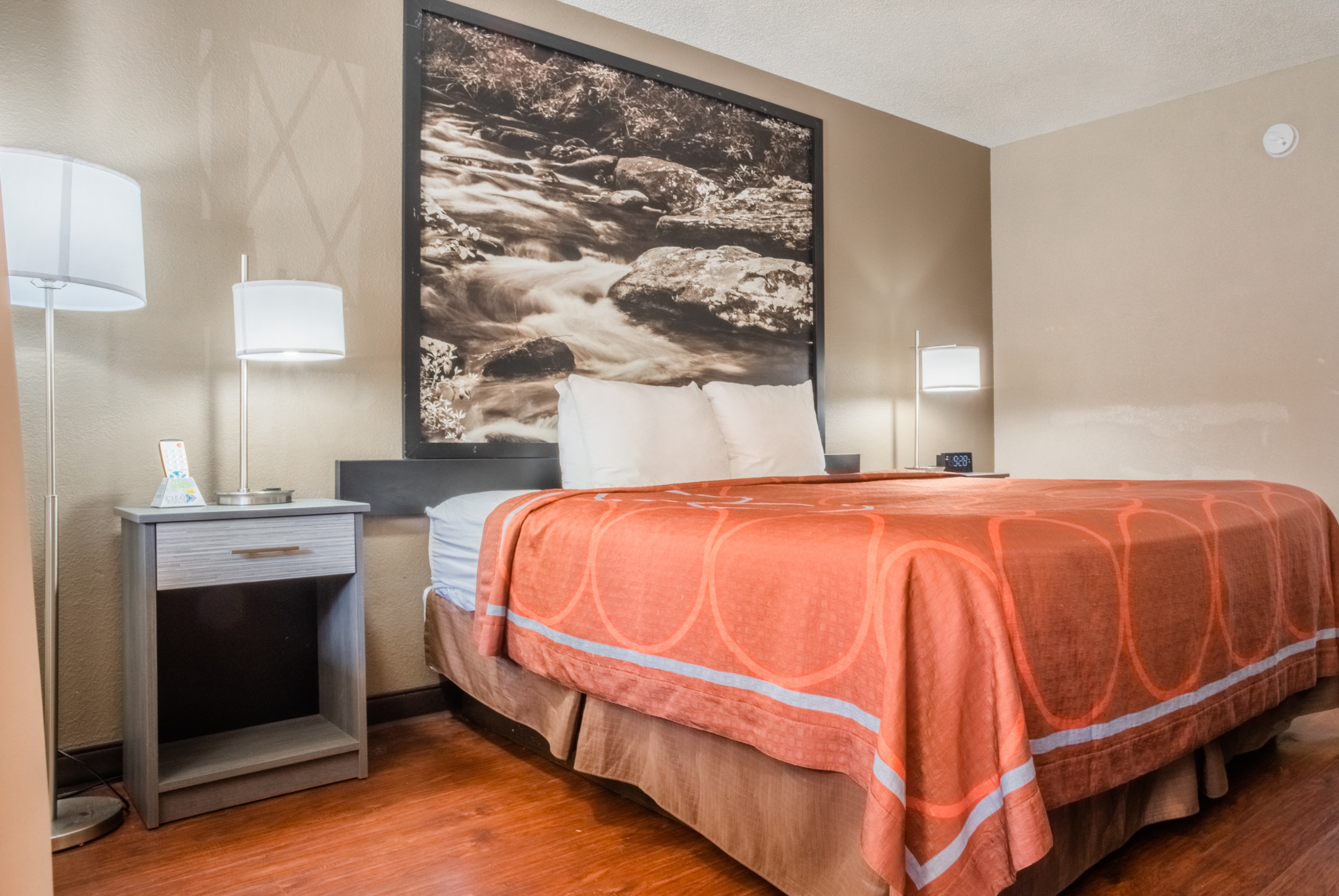 Guest room at the Super 8 by Wyndham Downtown Gatlinburg at Convention Center in Gatlinburg, Tennessee