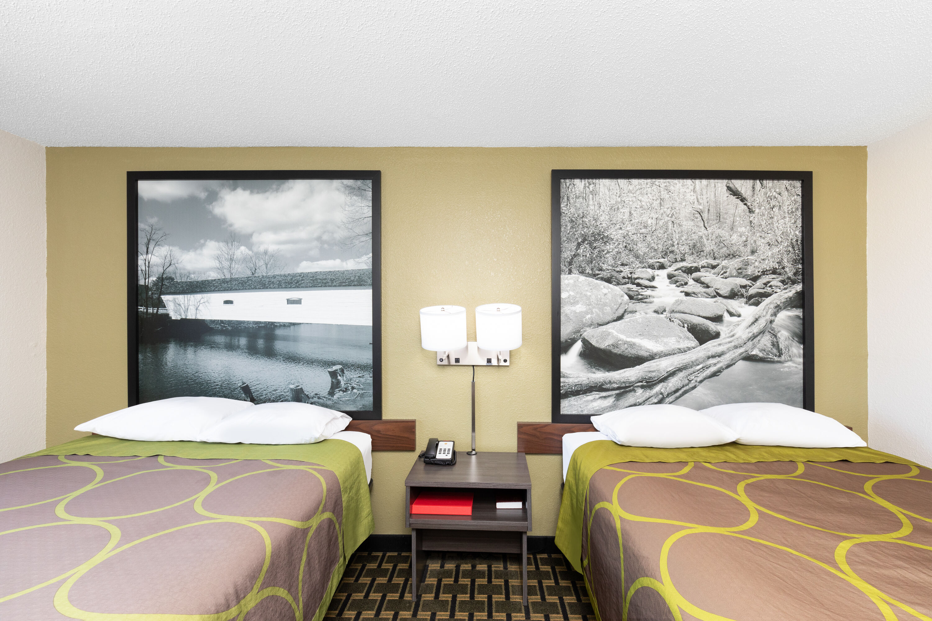 Guest room at the Super 8 by Wyndham Johnson City in Johnson City, Tennessee