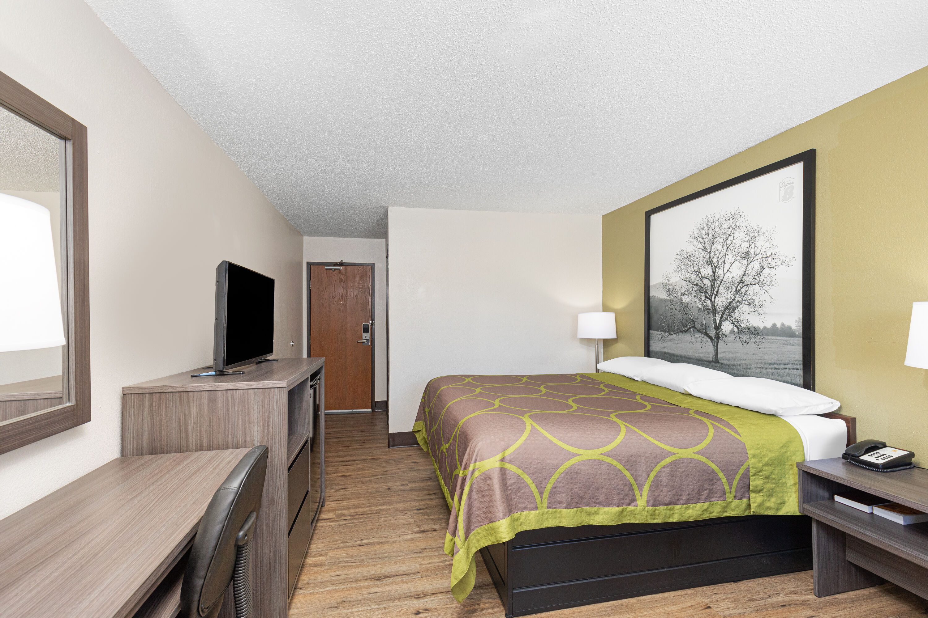 Guest room at the Super 8 by Wyndham Johnson City in Johnson City, Tennessee