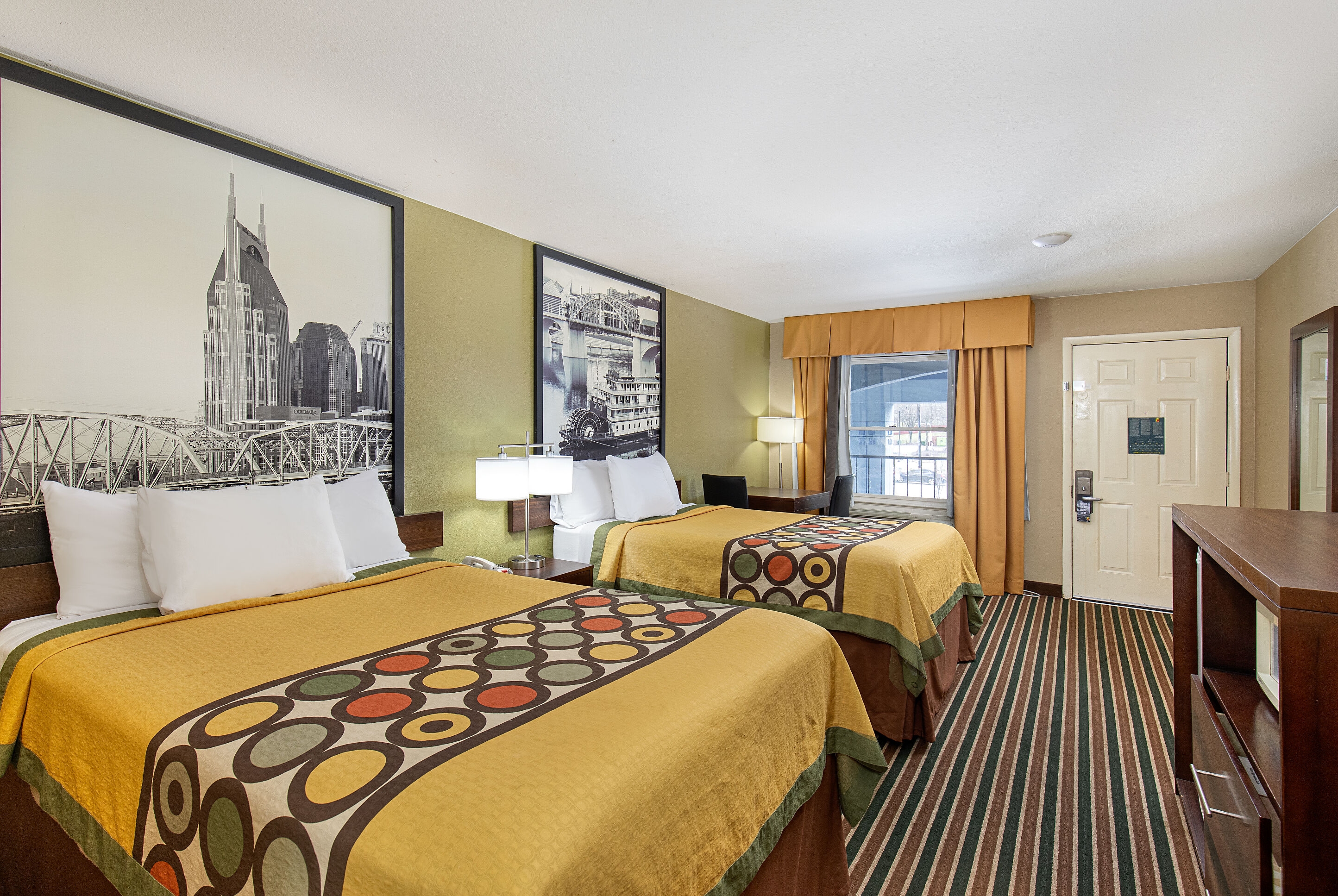 Guest room at the Super 8 by Wyndham Nashville West in Nashville, Tennessee