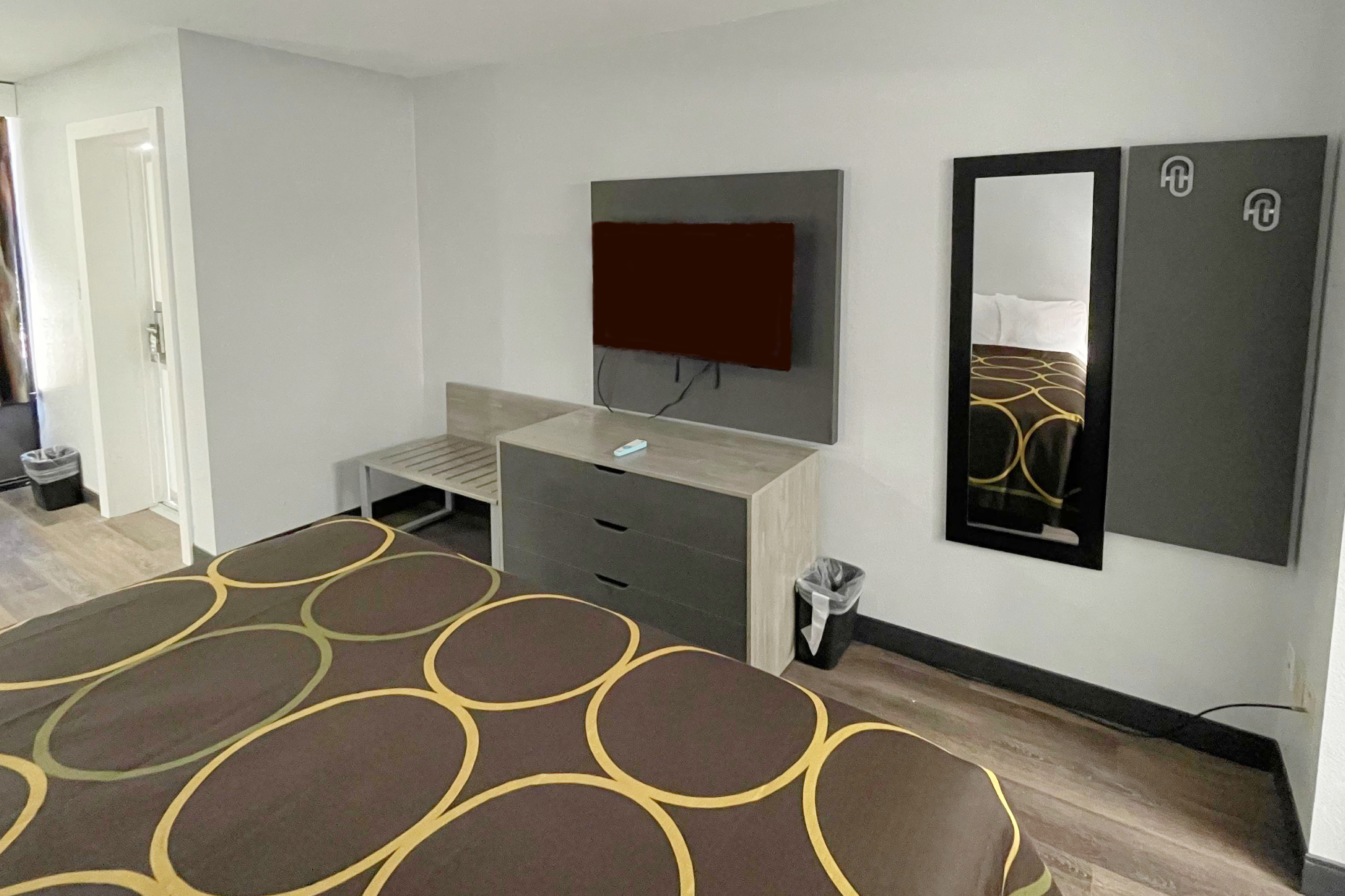 Guest room at the Super 8 by Wyndham Pigeon Forge Downtown in Pigeon Forge, Tennessee