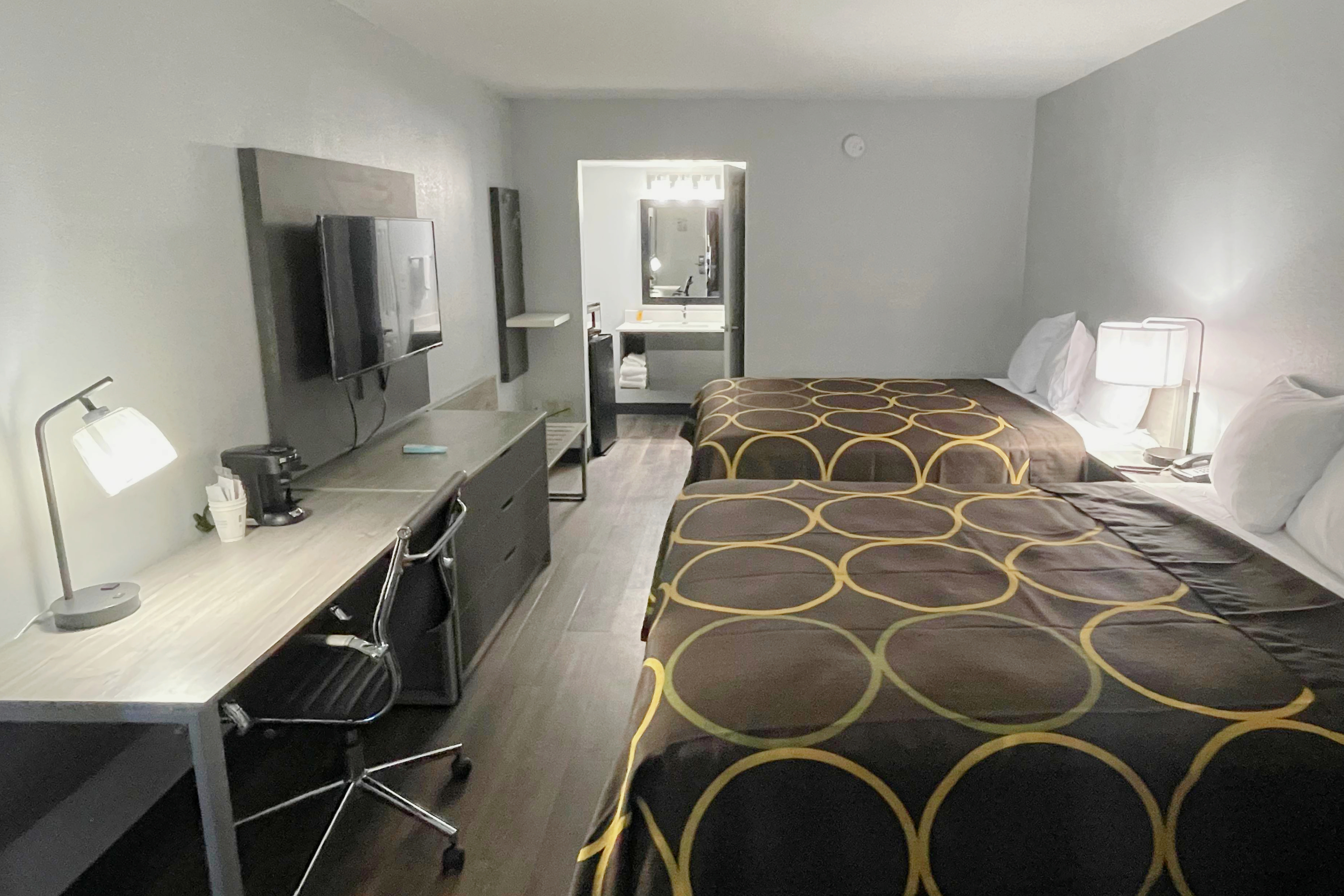 Guest room at the Super 8 by Wyndham Pigeon Forge Downtown in Pigeon Forge, Tennessee