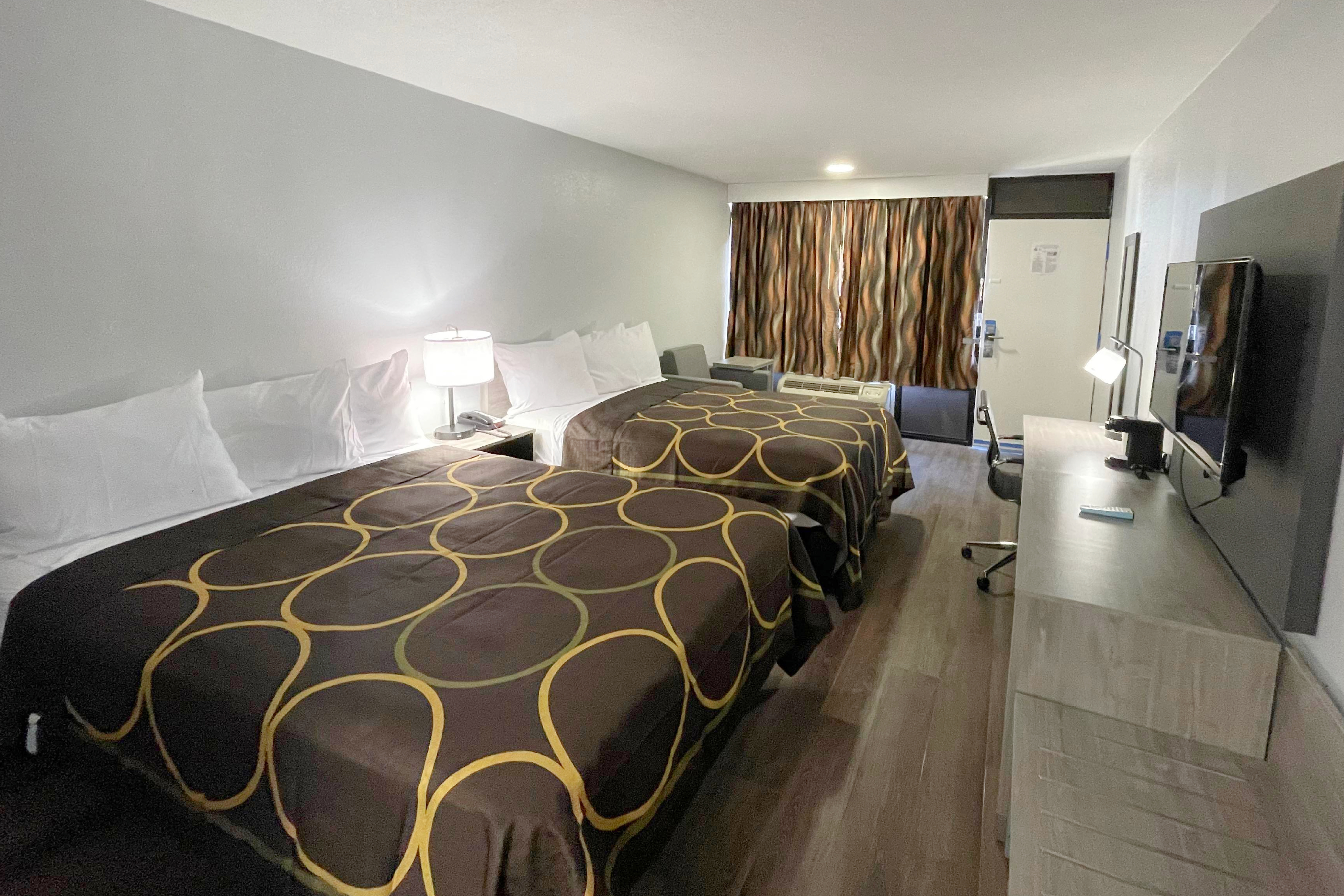 Guest room at the Super 8 by Wyndham Pigeon Forge Downtown in Pigeon Forge, Tennessee