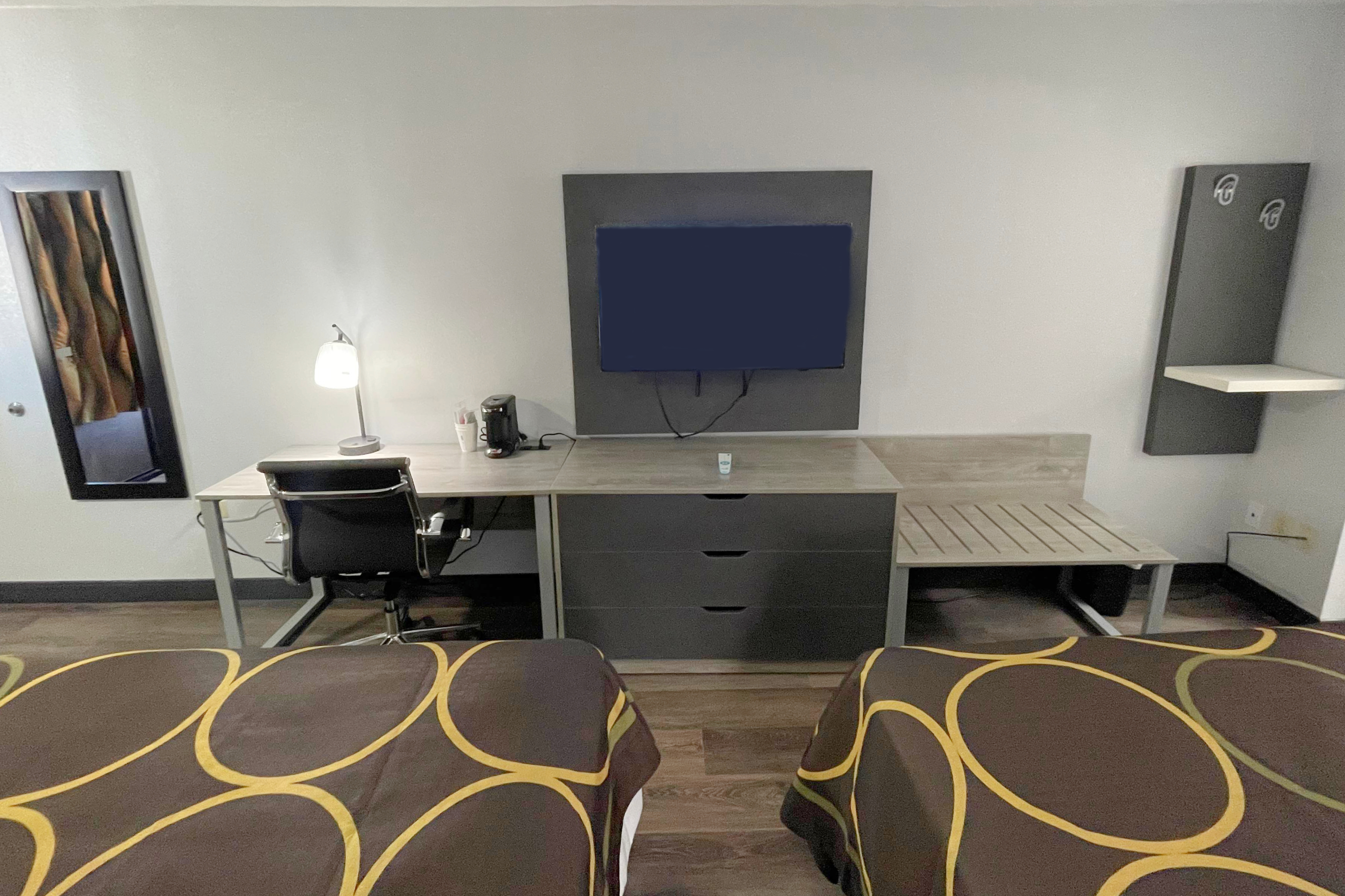 Guest room at the Super 8 by Wyndham Pigeon Forge Downtown in Pigeon Forge, Tennessee