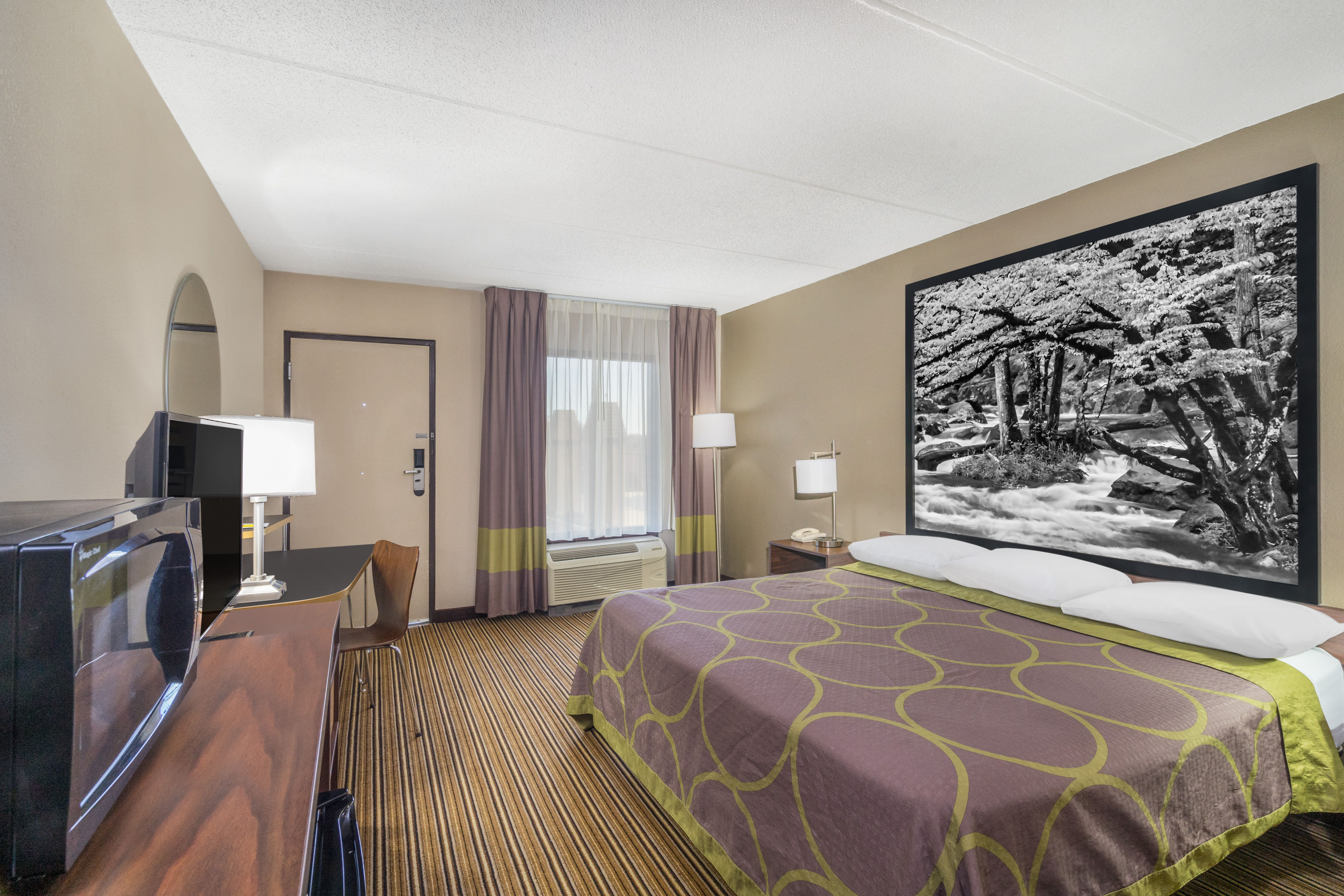 Guest room at the Super 8 by Wyndham Knoxville North/Powell in Powell, Tennessee