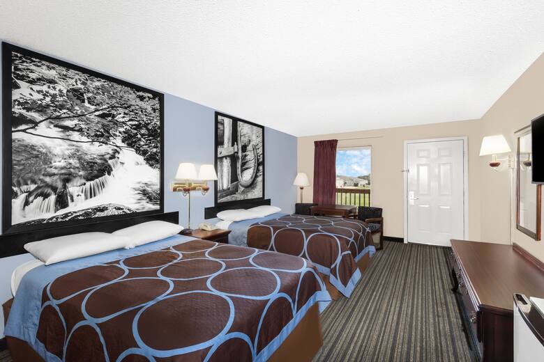 Guest room at the Super 8 Whiteville in Whiteville, Tennessee