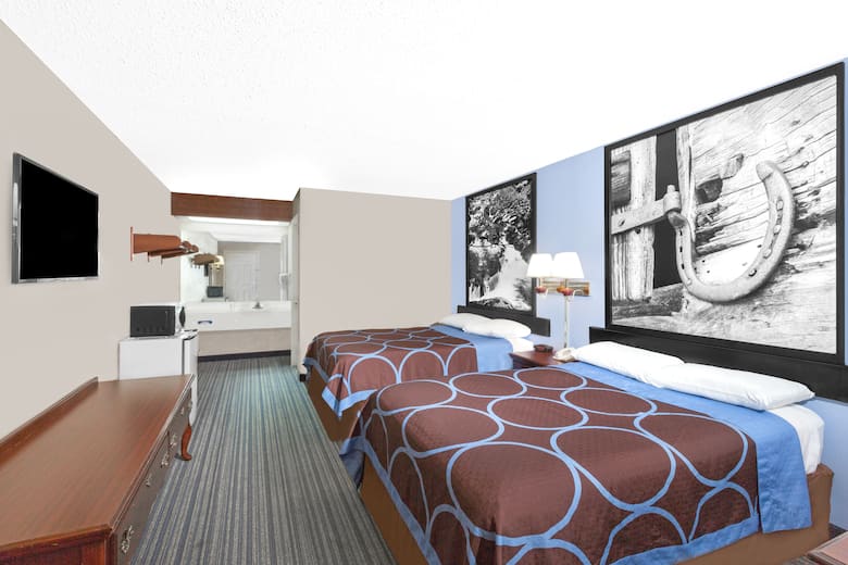 Guest room at the Super 8 Whiteville in Whiteville, Tennessee