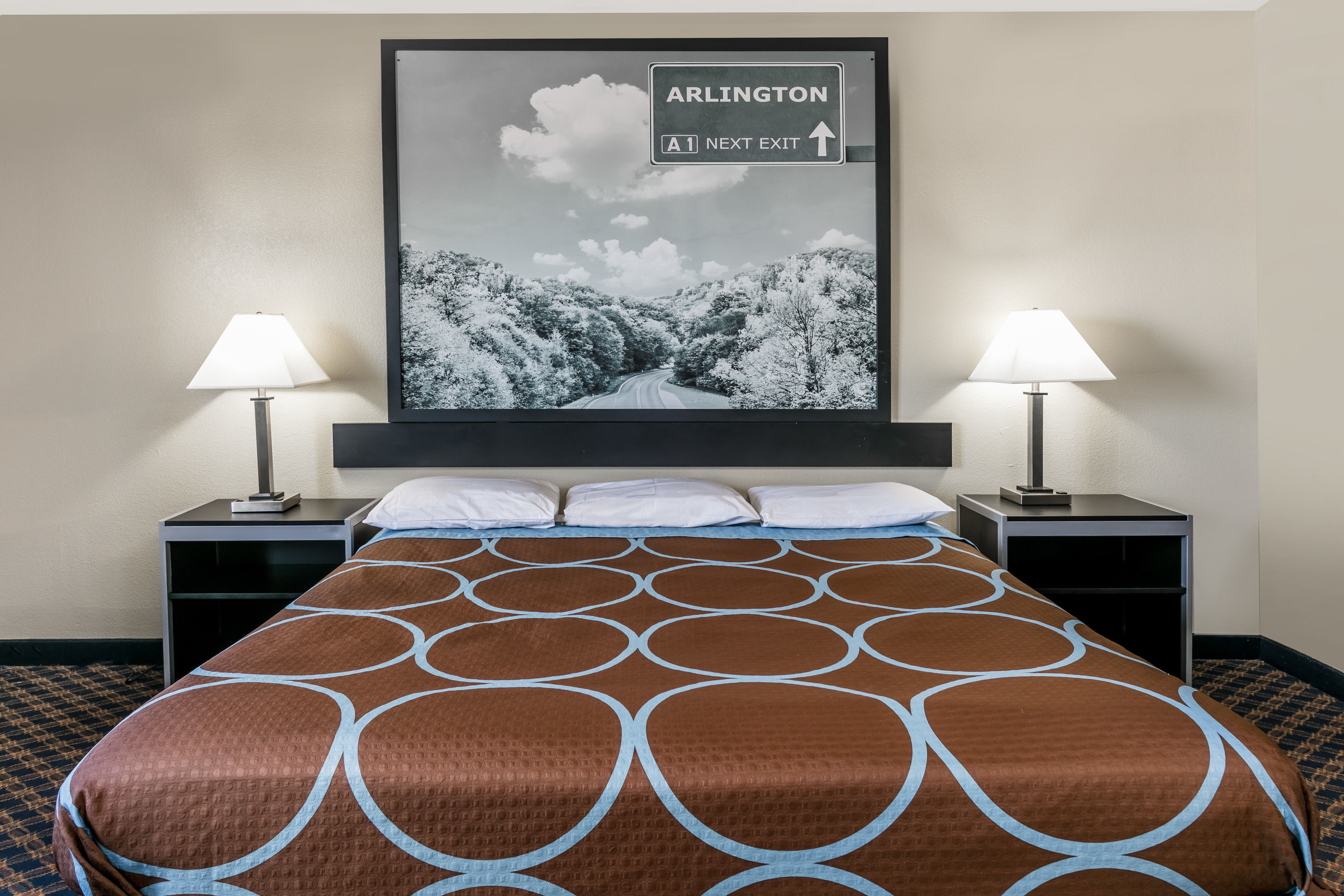 Guest room at the Super 8 by Wyndham Arlington Near AT&T Stadium in Arlington, Texas