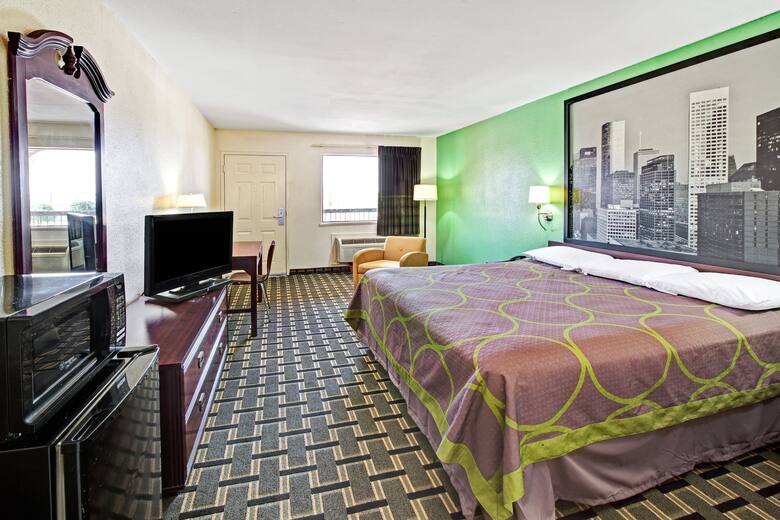 Guest room at the Super 8 Baytown in Baytown, Texas