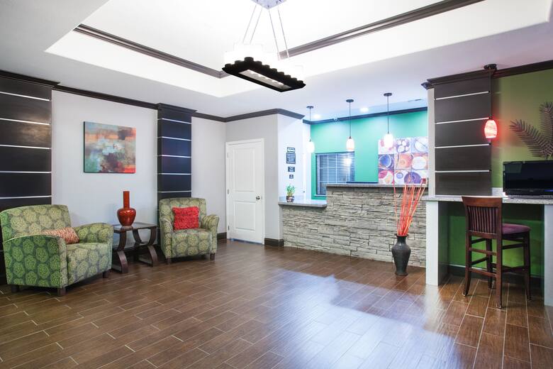 Super 8 Carthage TX hotel lobby in Carthage, Texas
