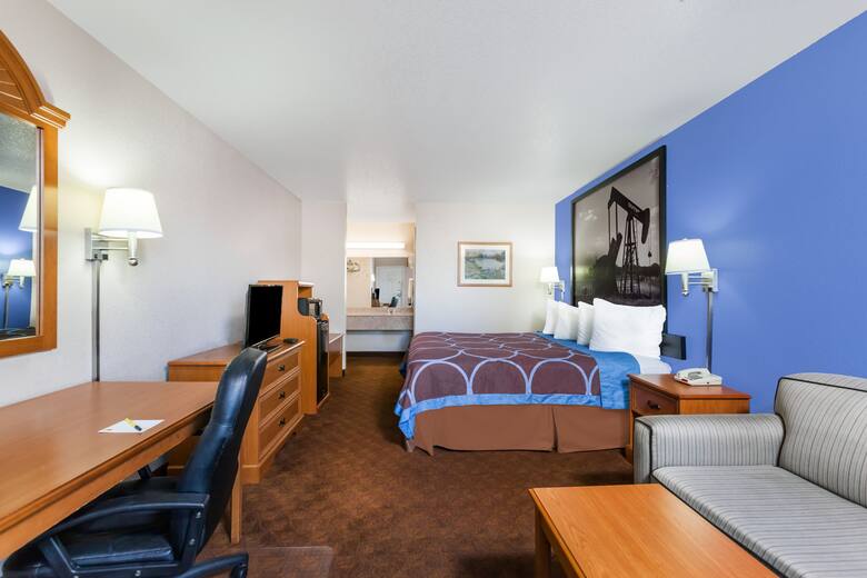 Guest room at the Super 8 Cleburne in Cleburne, Texas
