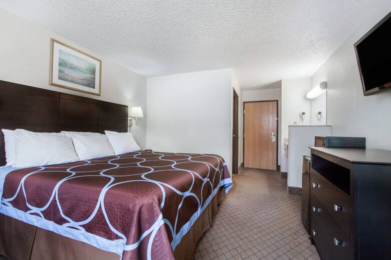 Guest room at the Super 8 Cleveland TX in Cleveland, Texas