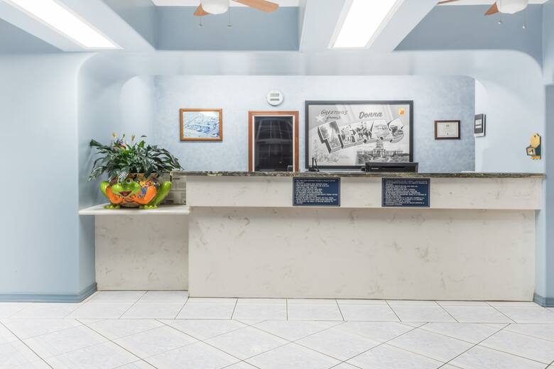 Super 8 Donna hotel lobby in Donna, Texas