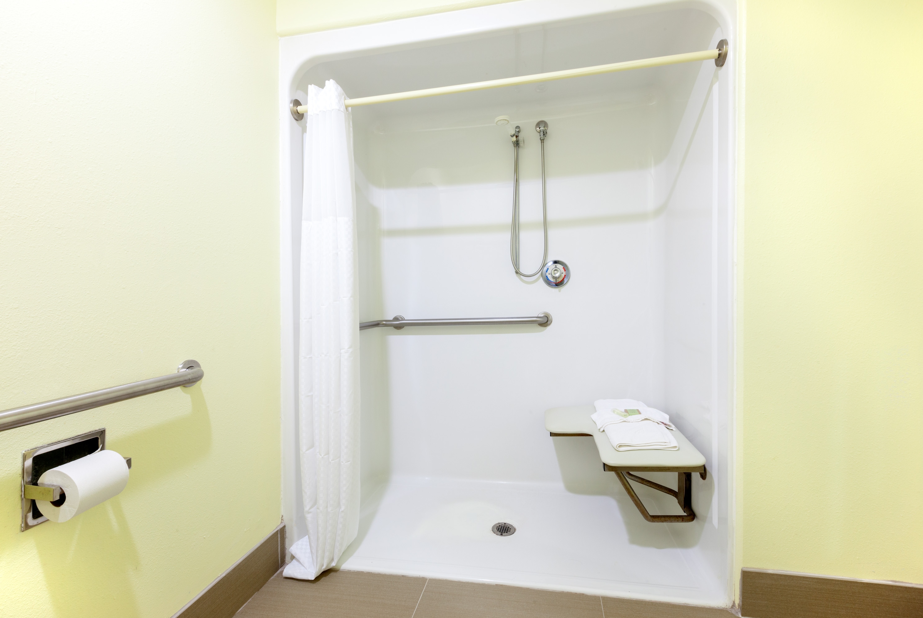 Guest room bath at the Super 8 by Wyndham Fairfield Tx in Fairfield, Texas