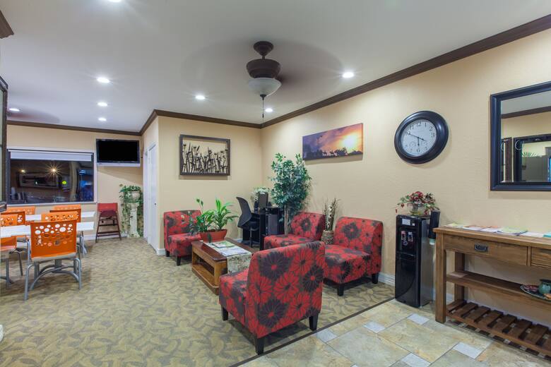 Super 8 Willowbrook hotel lobby in Houston, Texas