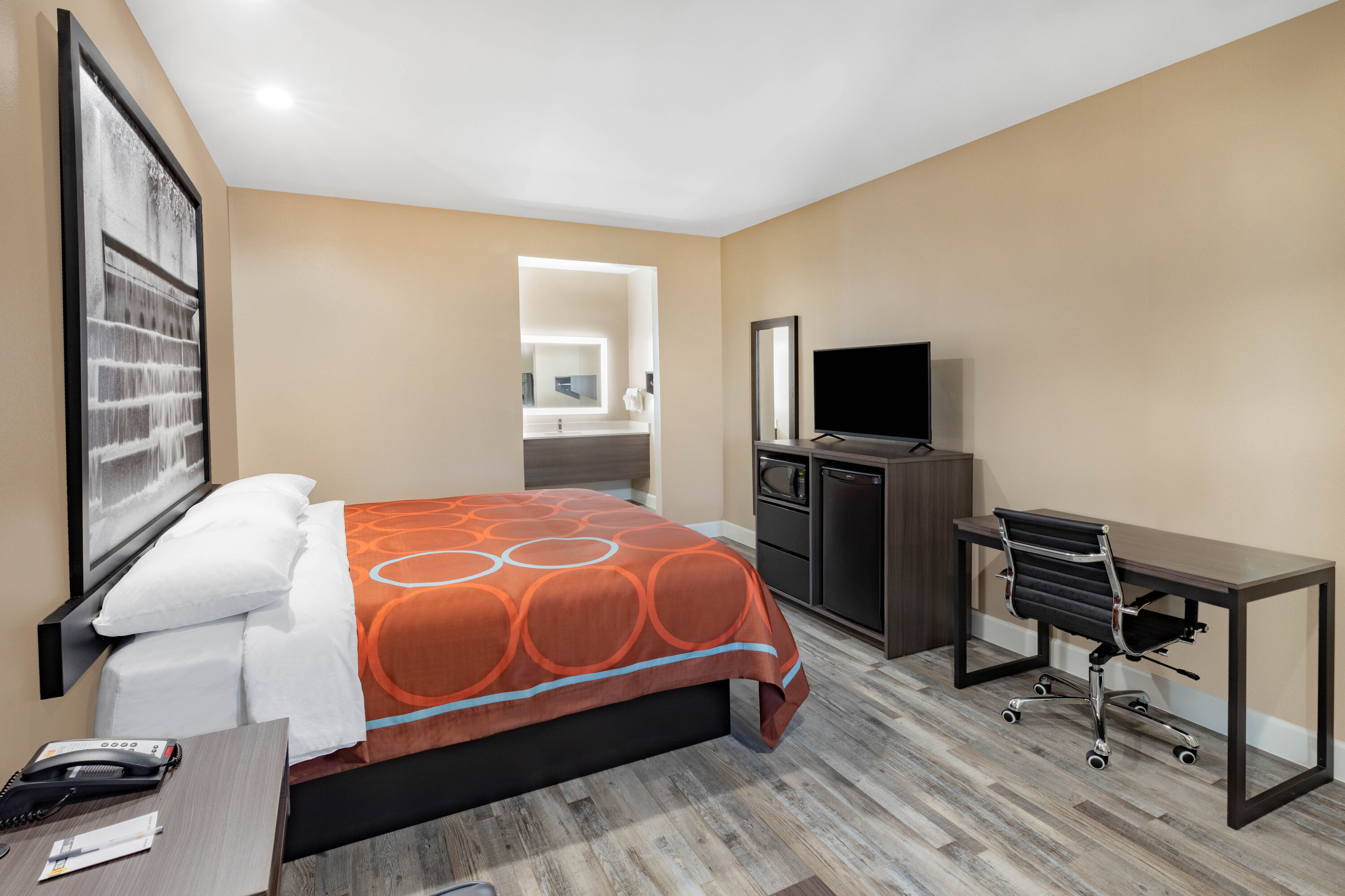 Guest room at the Super 8 by Wyndham Houston NW Beltway 8/West Rd in Houston, Texas