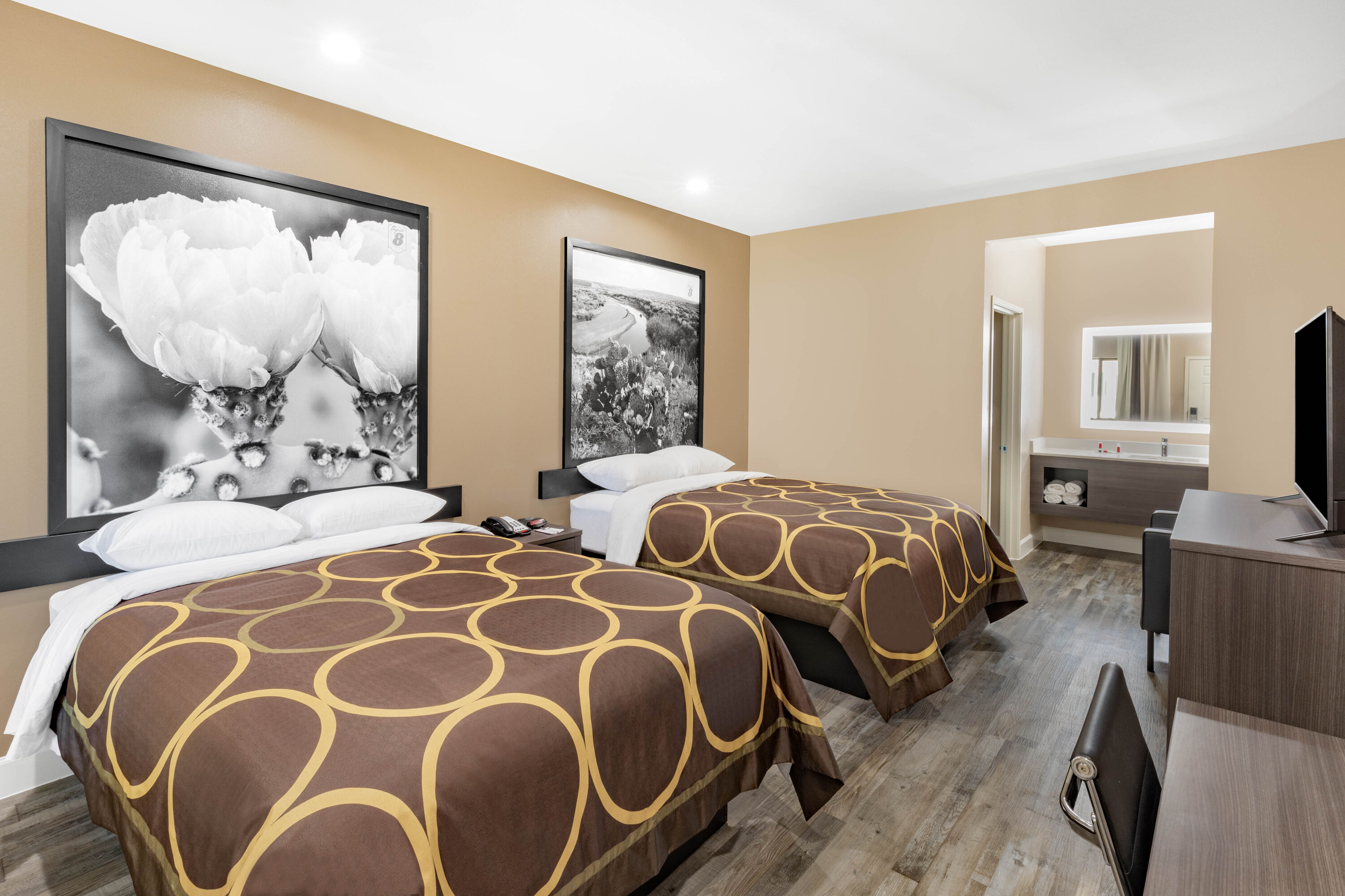 Guest room at the Super 8 by Wyndham Houston NW Beltway 8/West Rd in Houston, Texas