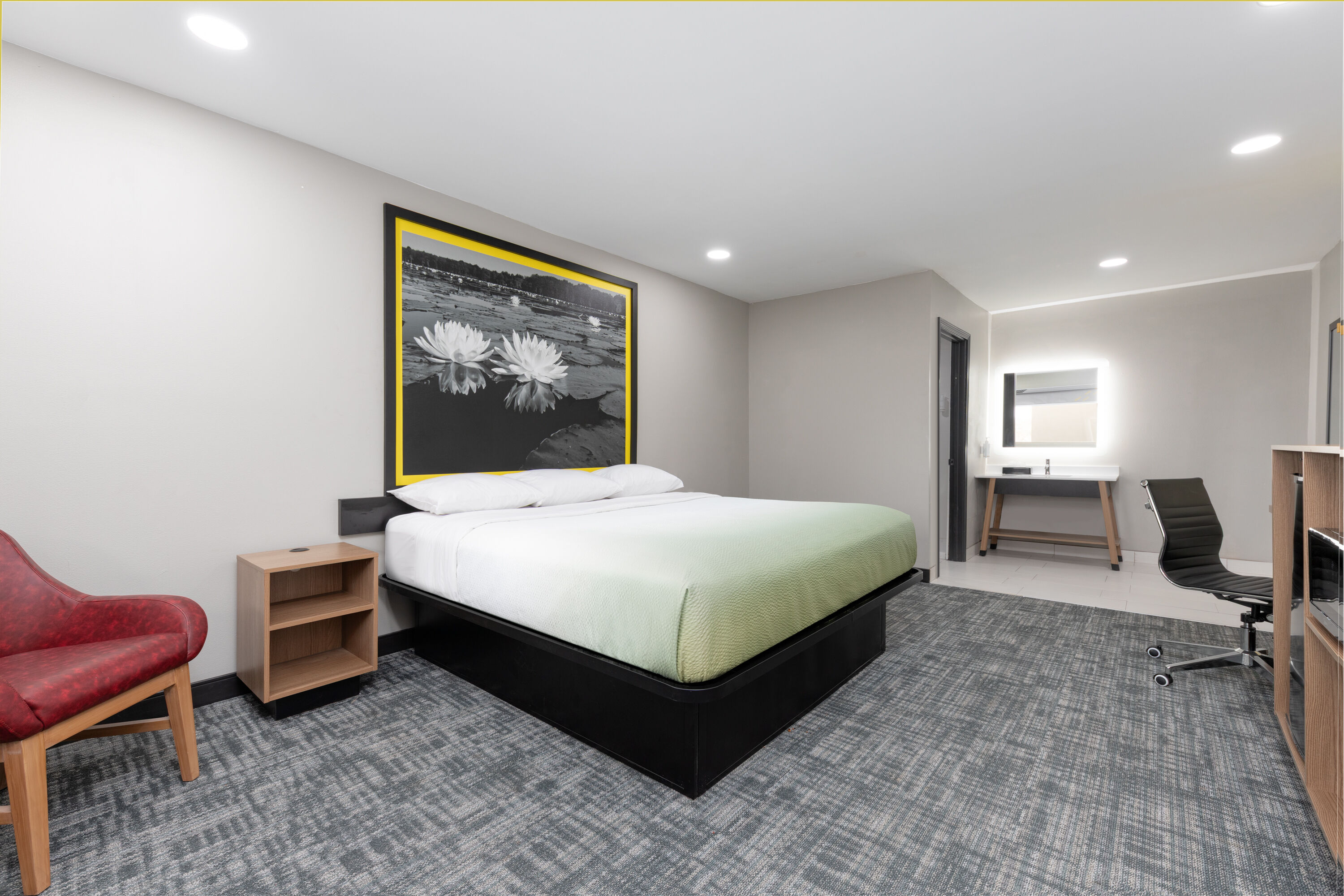 Guest room at the Super 8 by Wyndham Lubbock Airport in Lubbock, Texas