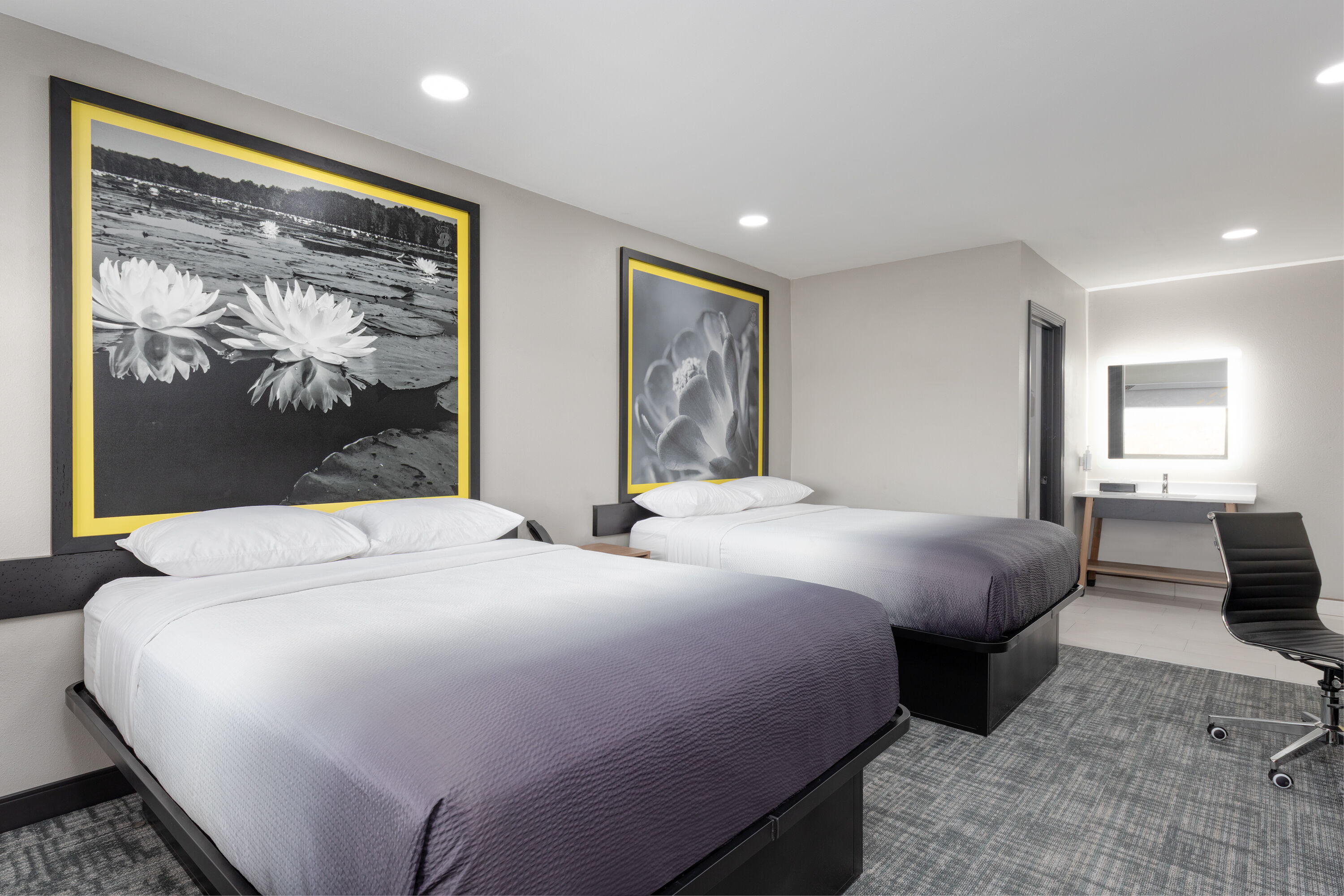 Guest room at the Super 8 by Wyndham Lubbock Airport in Lubbock, Texas