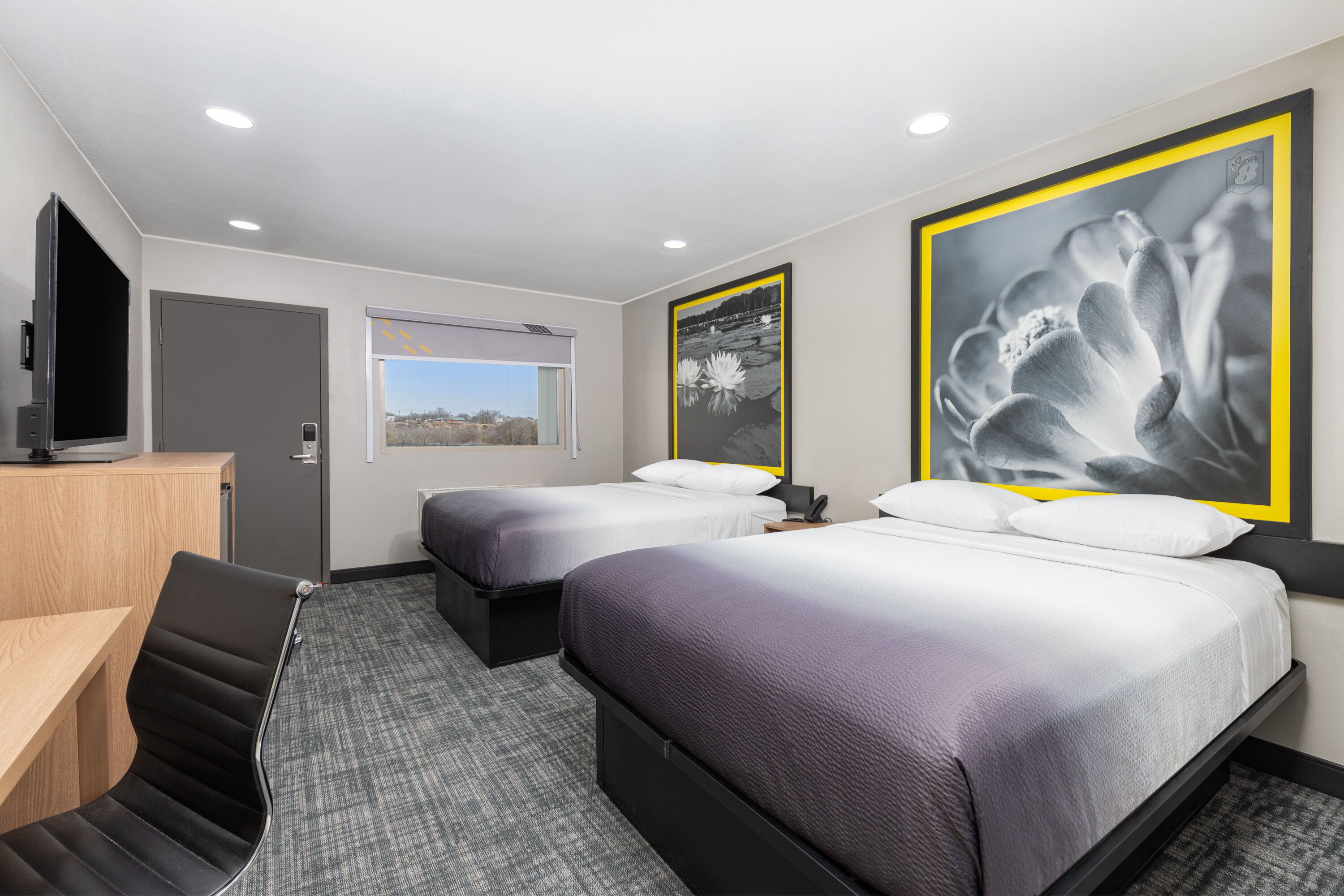 Guest room at the Super 8 by Wyndham Lubbock Airport in Lubbock, Texas