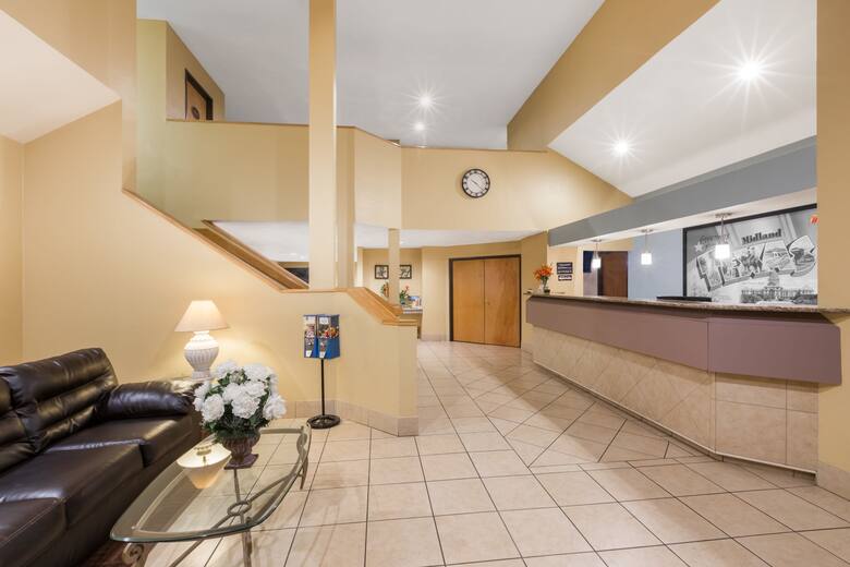 Super 8 Midland hotel lobby in Midland, Texas
