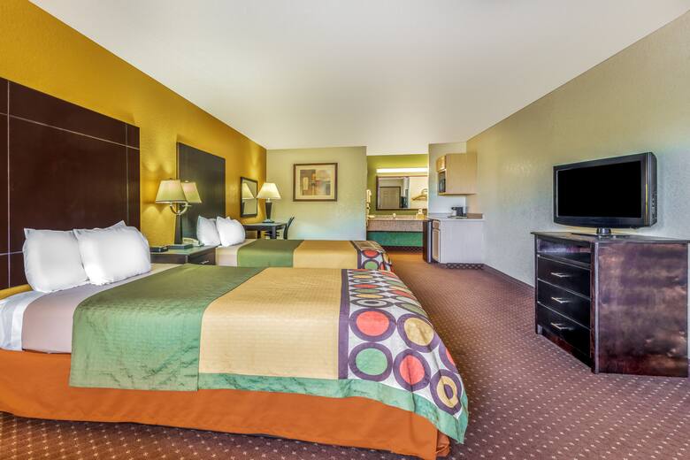 Guest room at the Super 8 New Braunfels TX in New Braunfels, Texas
